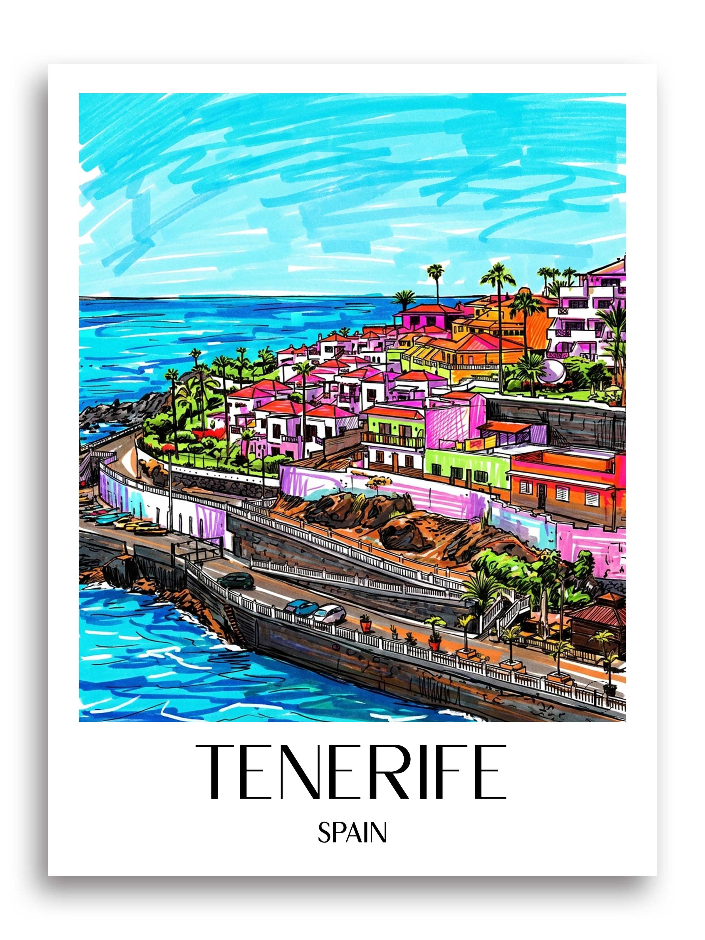 Teneriffa Poster - Spanien - Spanien Kunstdruck - Tag Graffiti von A4 bis A1 - favplace