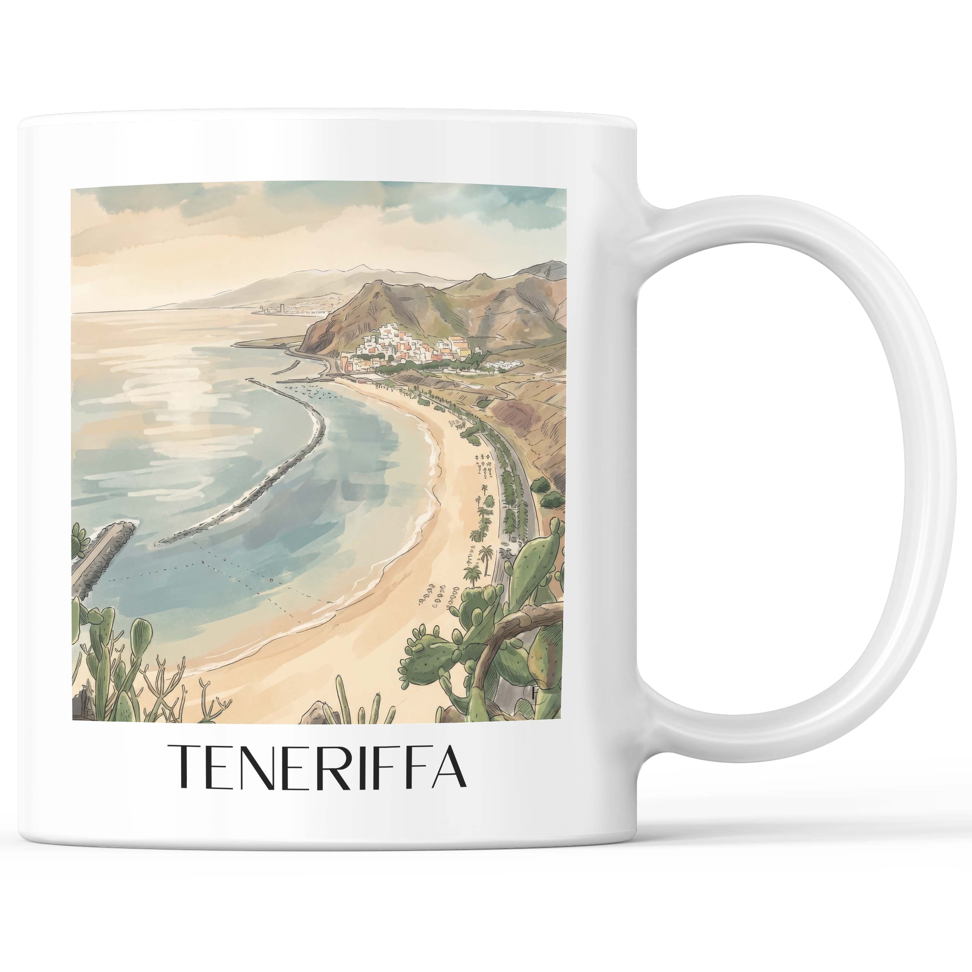Teneriffa - Spanien Becher - Kaffeetasse im Aquarell Stil - favplace