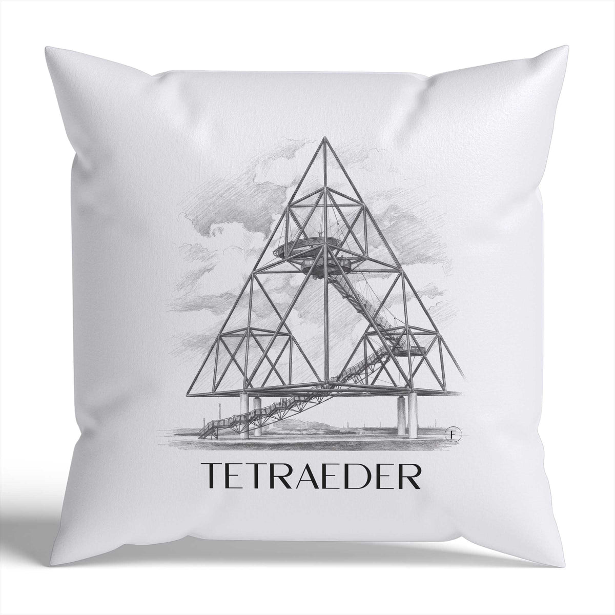 tetraeder-bottrop-deutschland-kissenbezug-bleistift-zeichnung-drawing