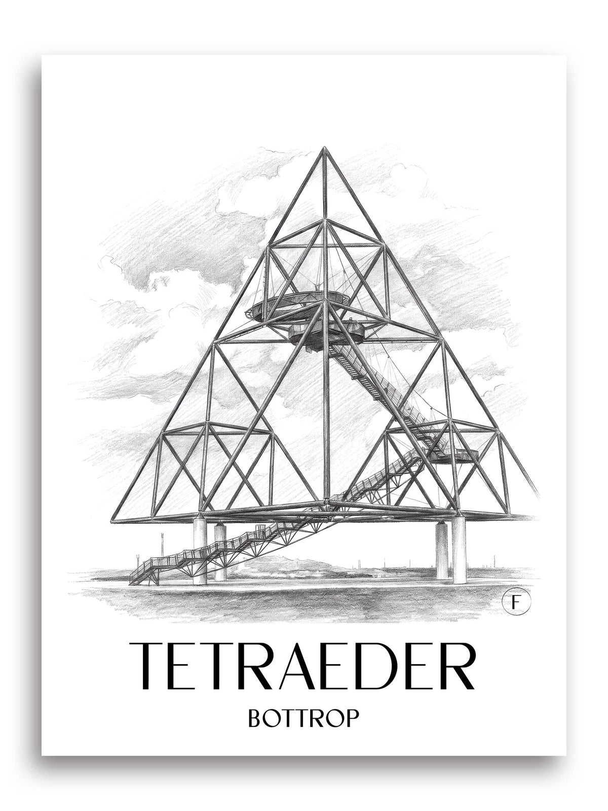 tetraeder-bottrop-deutschland-poster-bleistift-zeichnung-drawing
