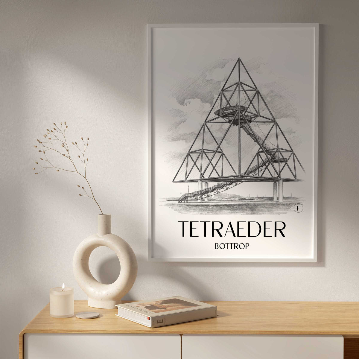 tetraeder-bottrop-deutschland-poster-bleistift-zeichnung-drawing