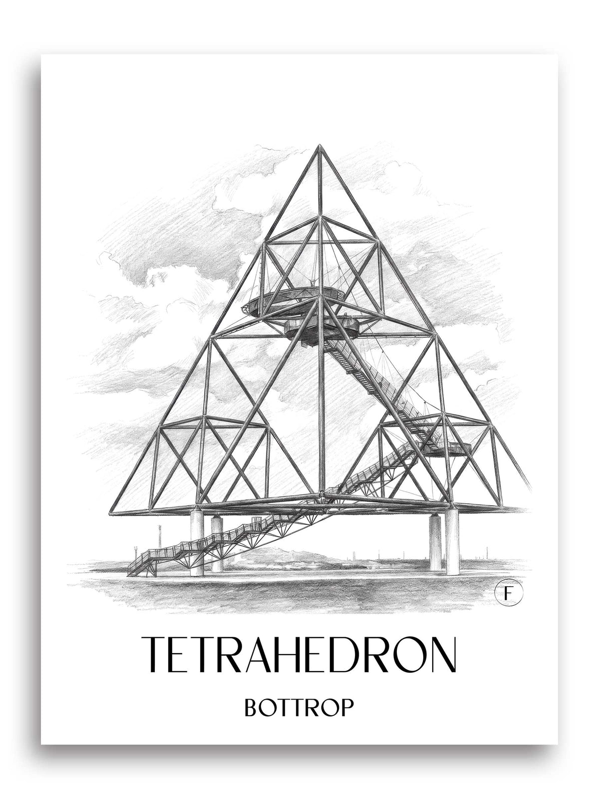 Tetraeder Poster - Bottrop - Deutschland Kunstdruck - Zeichnung von A4 bis A1 - favplace