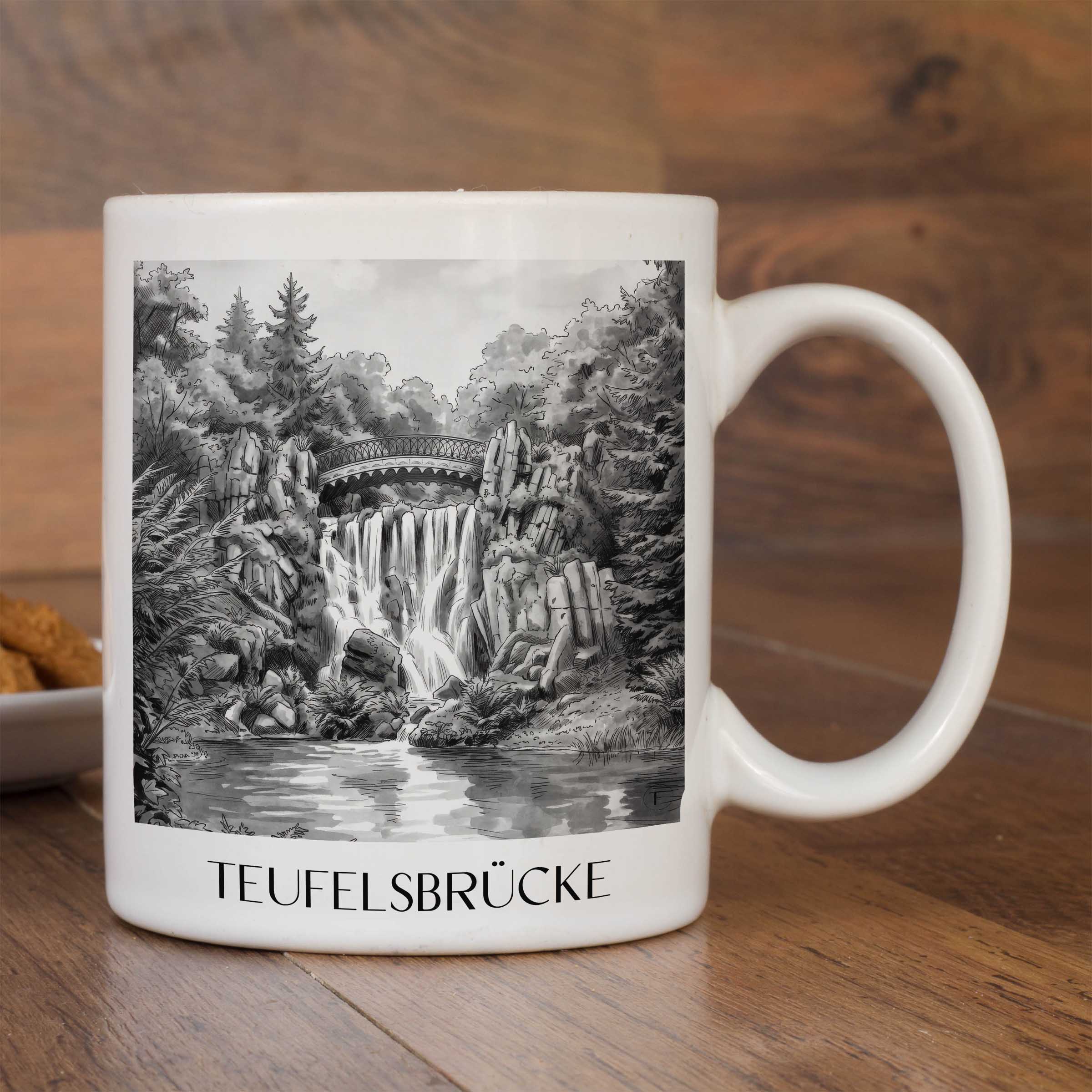 teufelsbrücke-kassel-deutschland-kaffeebecher-aquarell-schwarz-weiss