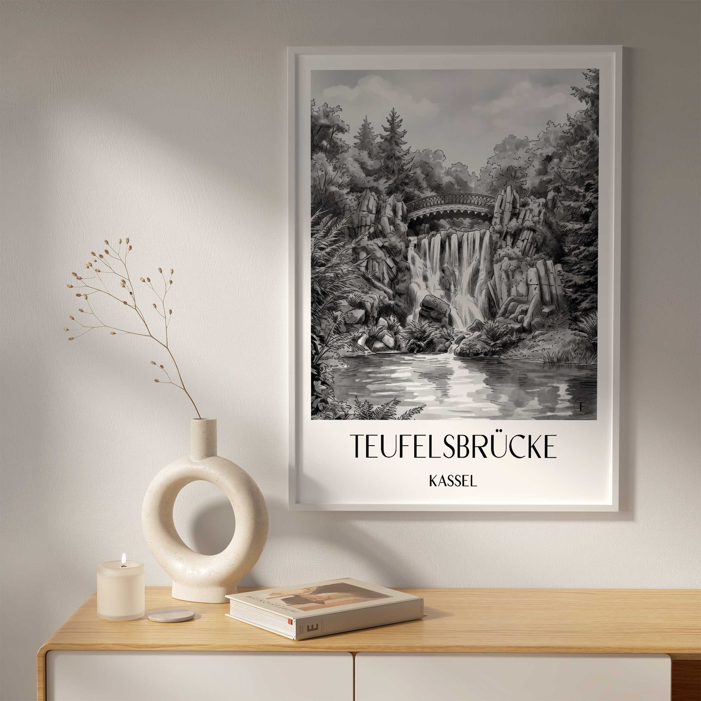teufelsbrücke-kassel-deutschland-poster-aquarell-schwarz-weiss