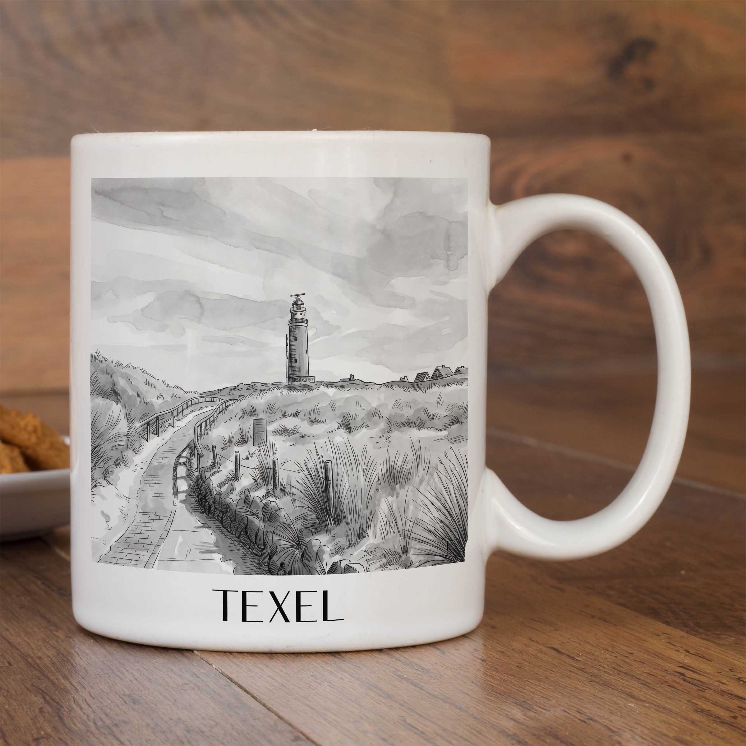 texel-niederlande-kaffeebecher-aquarell-schwarz-weiss
