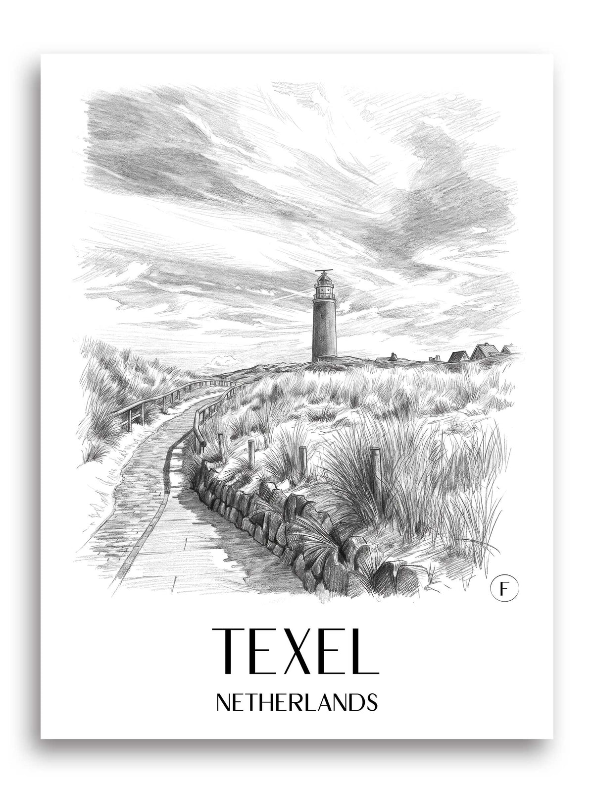 Texel Poster - - Niederlande Kunstdruck - Zeichnung von A4 bis A1 - favplace