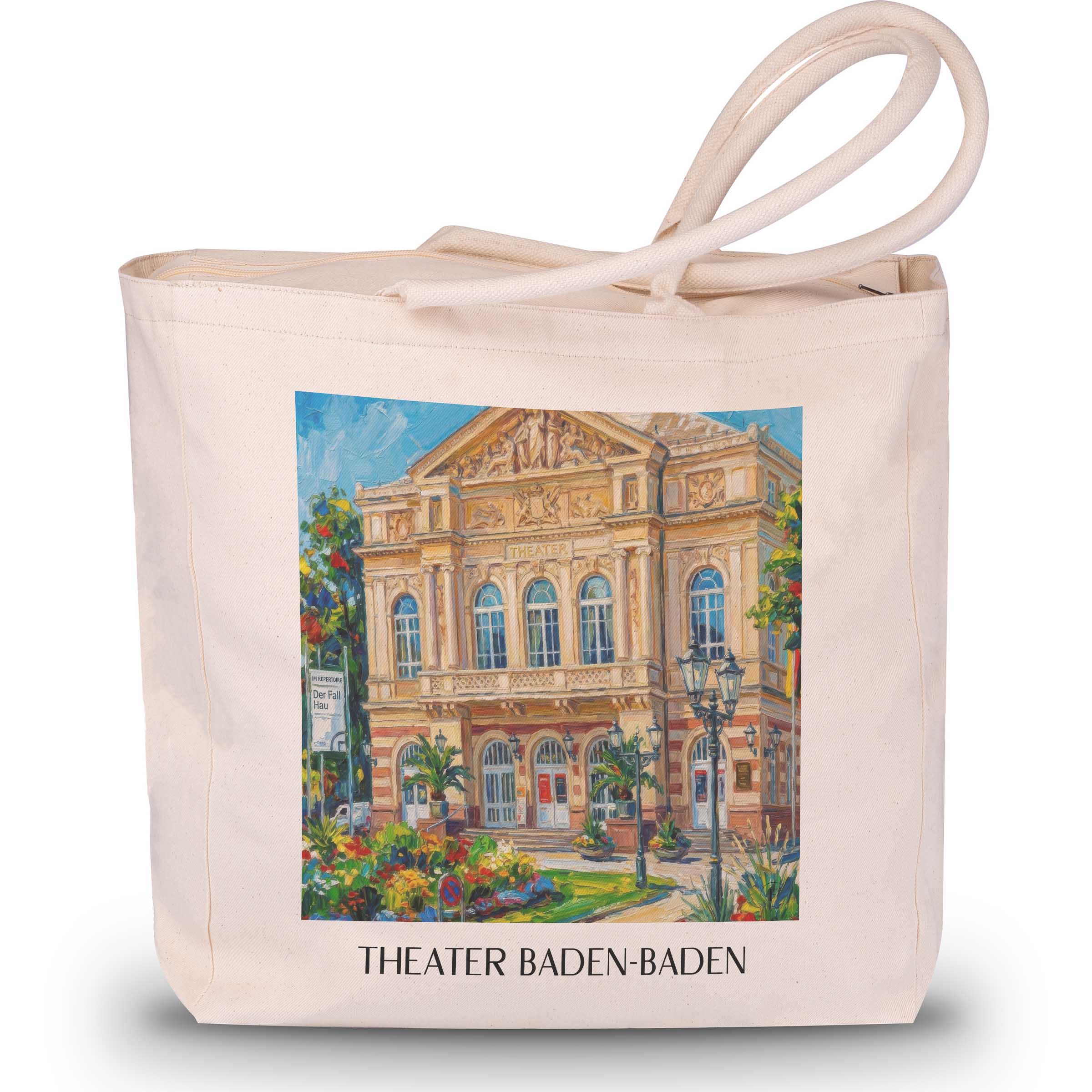 Theater Shopping Tasche - Baden-Baden - Deutschland Tote Bag - Einkaufstasche im Ölgemälde Stil - favplace