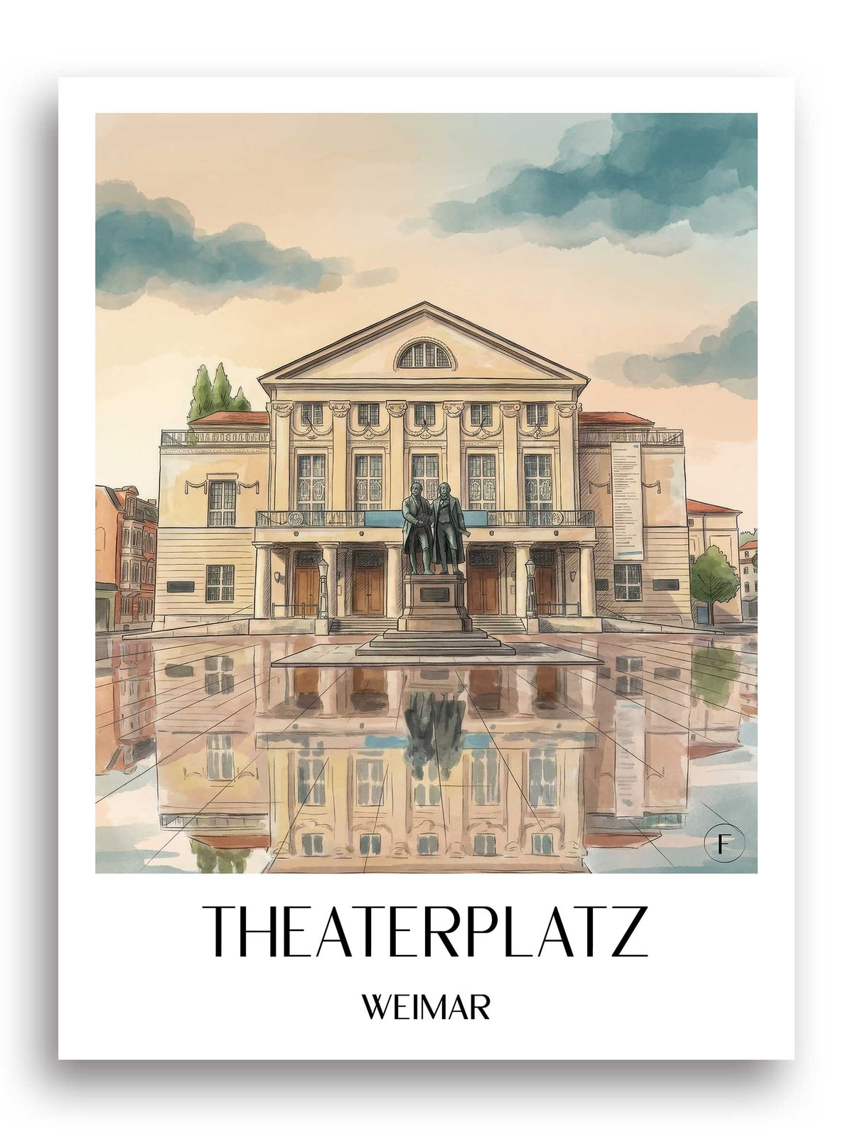 theaterplatz-weimar-deutschland-poster-aquarell