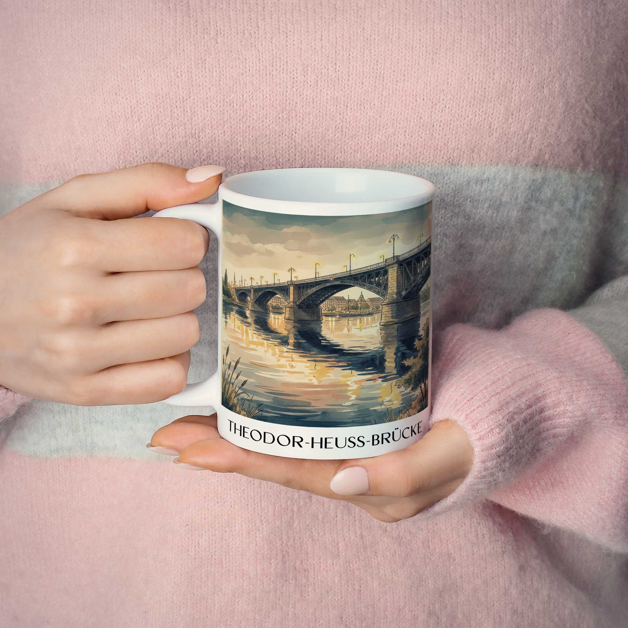 theodor-heuss-brücke-mainz-deutschland-kaffeebecher-aquarell