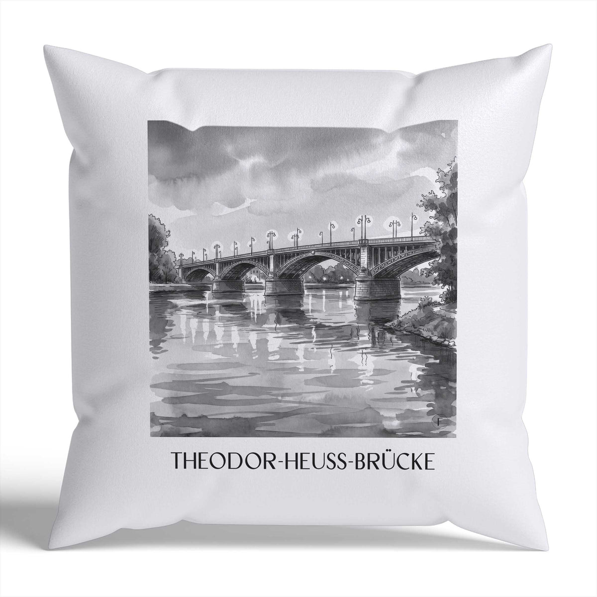 theodor-heuss-brücke-mainz-deutschland-kissenbezug-aquarell-schwarz-weiss