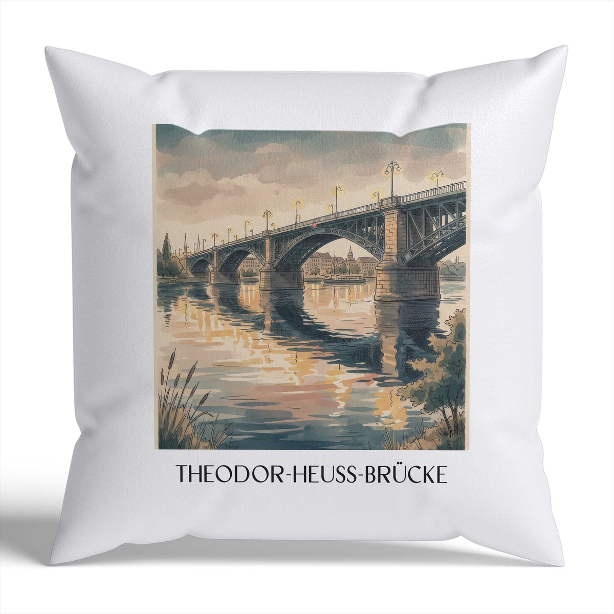 theodor-heuss-brücke-mainz-deutschland-kissenbezug-aquarell