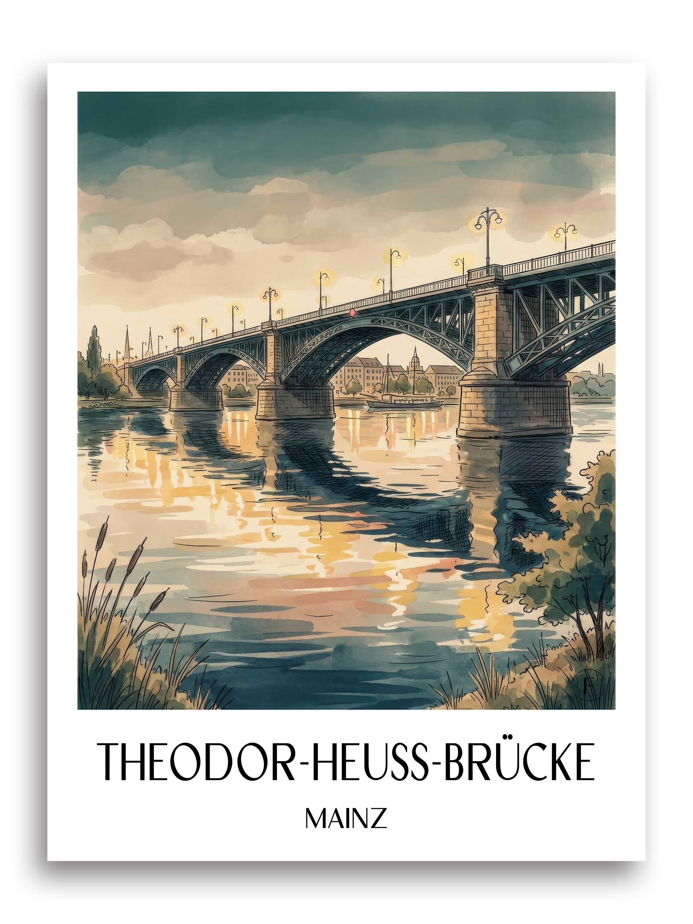 theodor-heuss-brücke-mainz-deutschland-poster-aquarell