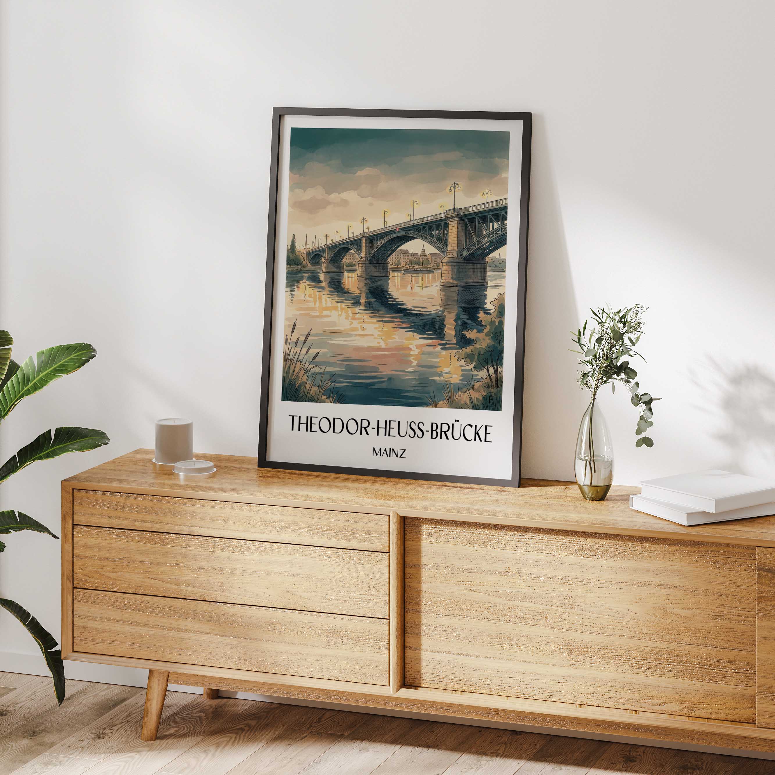 theodor-heuss-brücke-mainz-deutschland-poster-aquarell