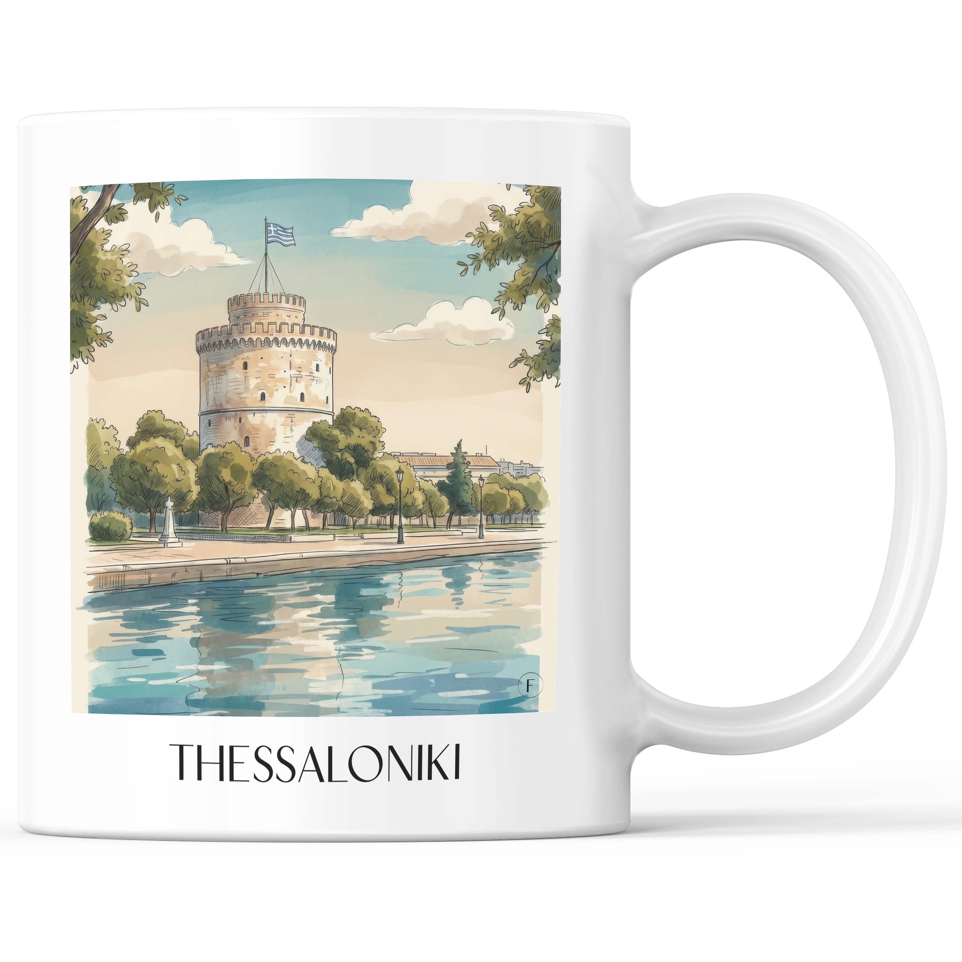 Thessaloniki - Griechenland Becher - Kaffeetasse im Aquarell Stil - favplace