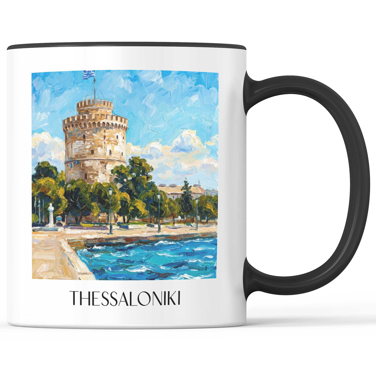 Thessaloniki - Griechenland Becher - Kaffeetasse im Ölgemälde Stil - favplace