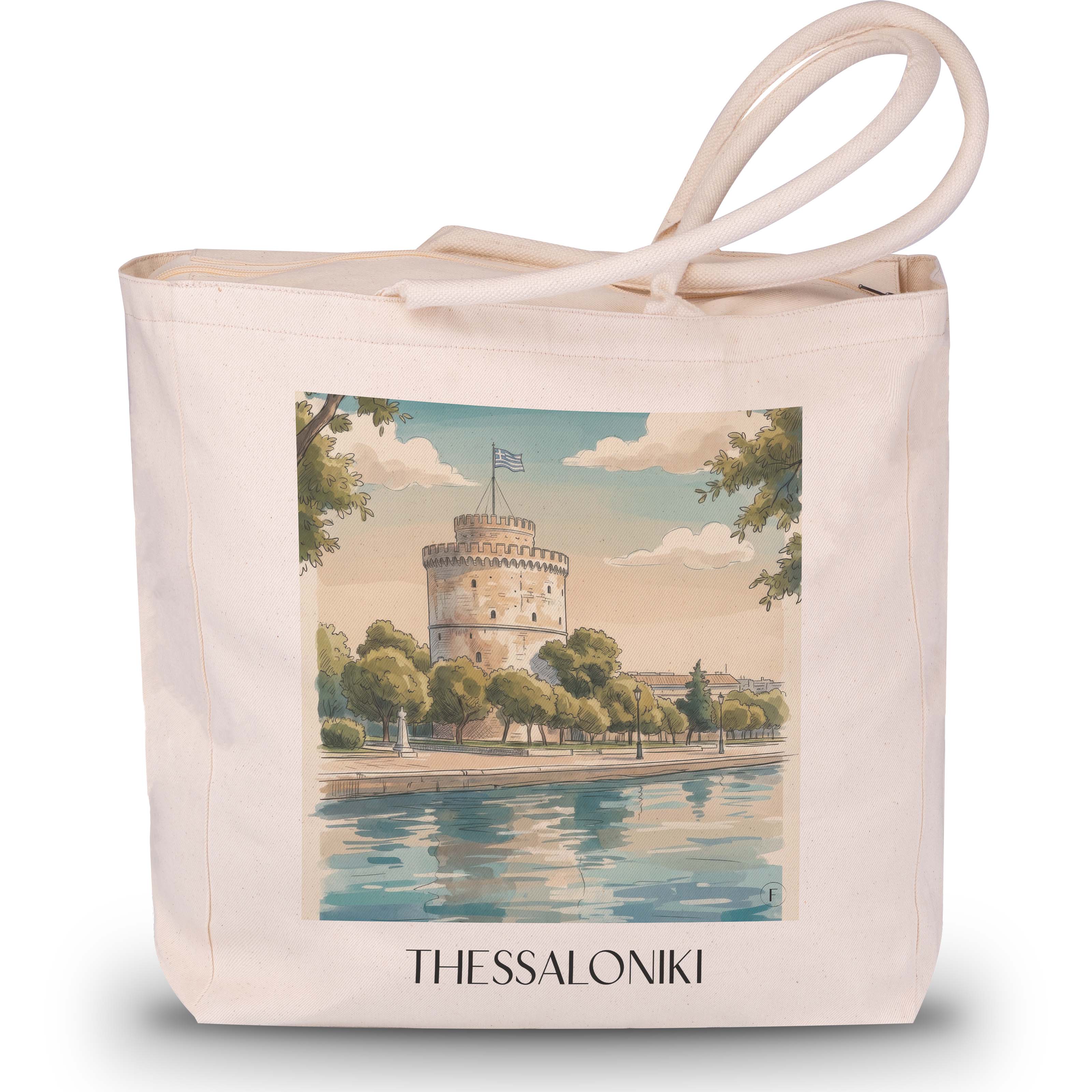 Thessaloniki - Griechenland Tote Bag - Einkaufstasche im Aquarell Stil - favplace