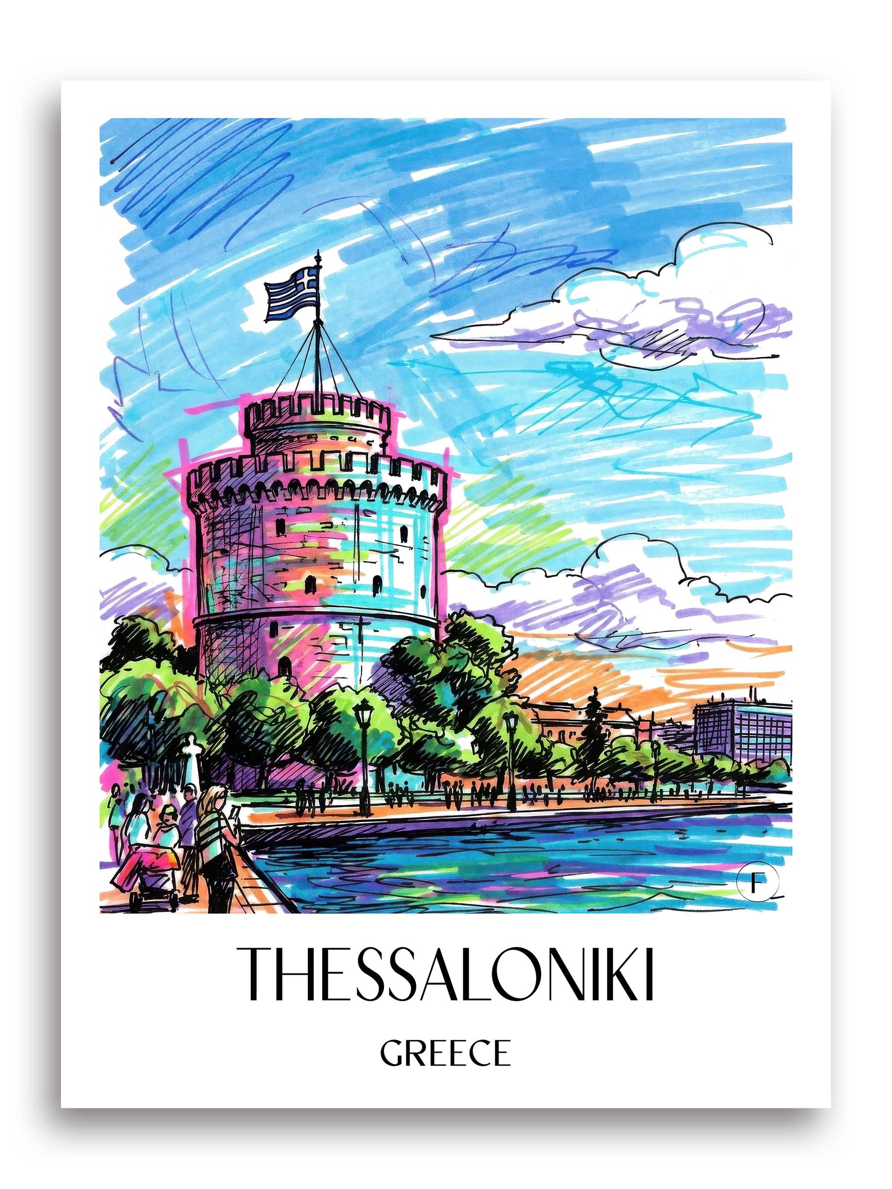 Thessaloniki Poster - - Griechenland Kunstdruck - Tag Graffiti von A4 bis A1 - favplace