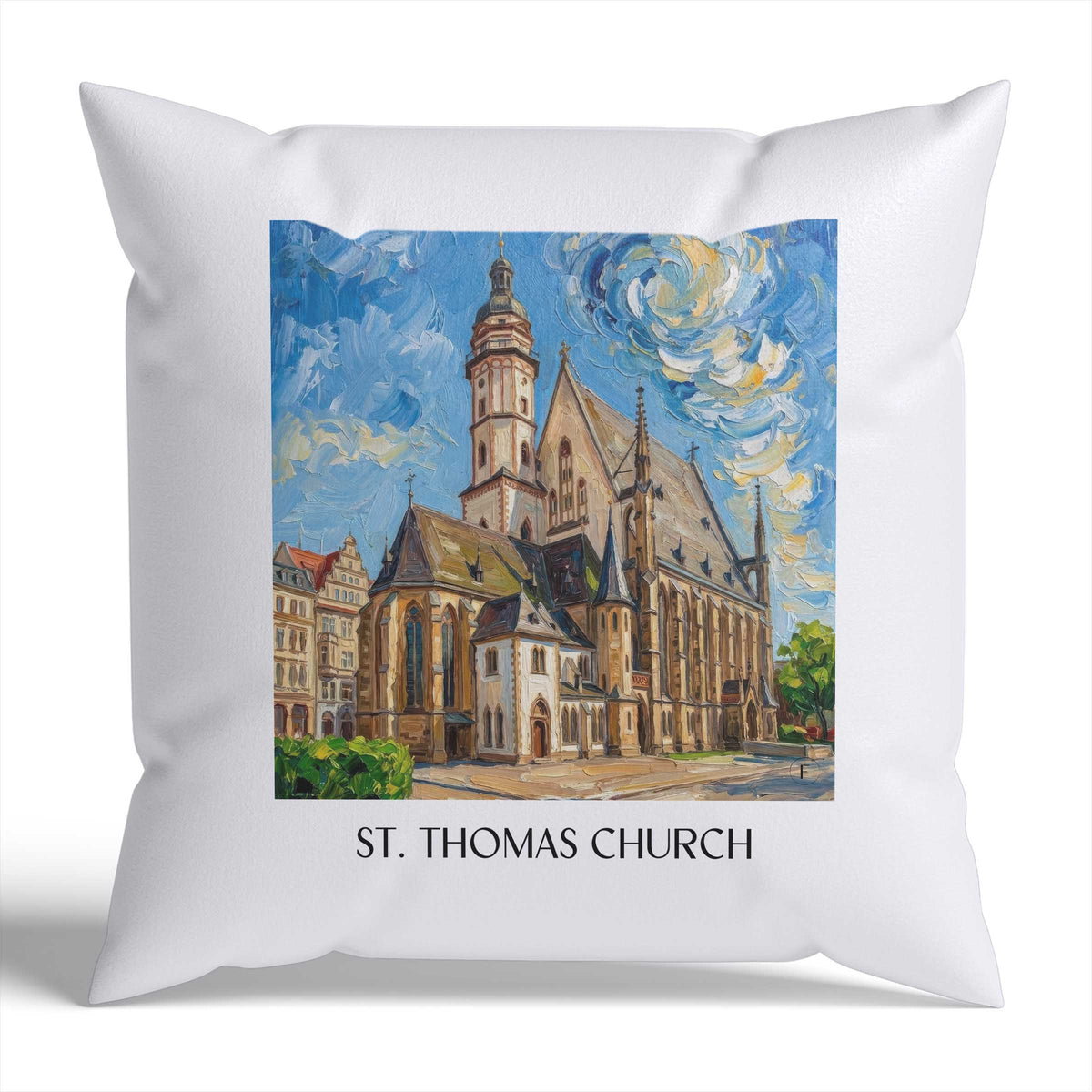 Thomaskirche Kissenhülle - Zierkissen Bezug - Leipzig - Deutschland Kissen bzw. Kissenbezug im Ölgemälde Stil - favplace