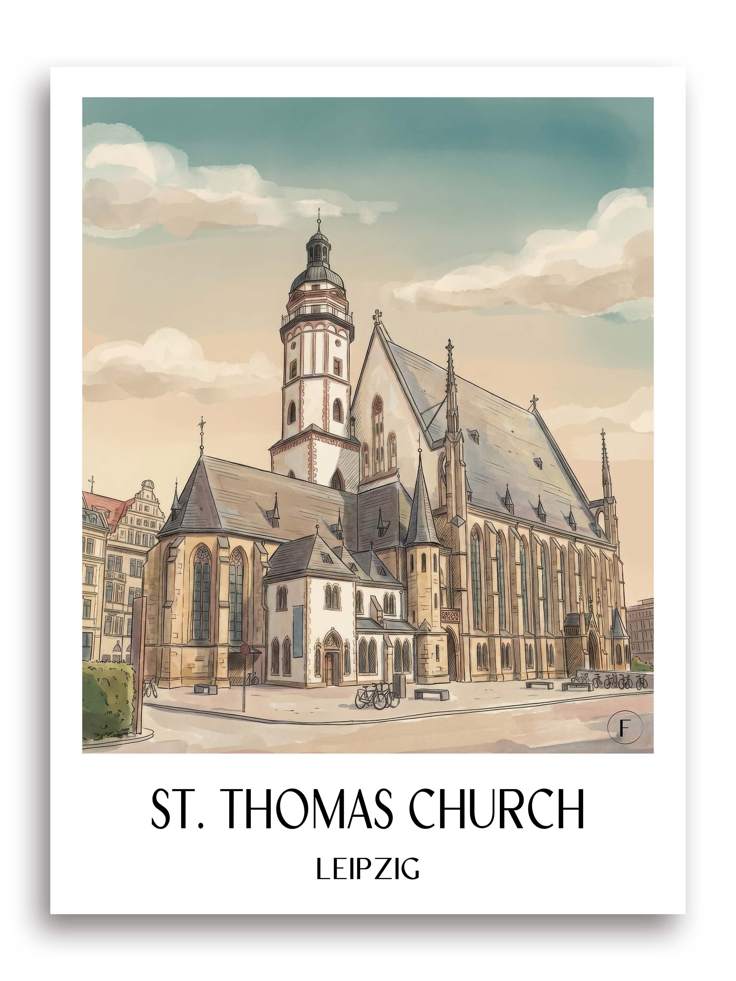 Thomaskirche Poster - Leipzig - Deutschland Kunstdruck - Aquarell von A4 bis A1 - favplace