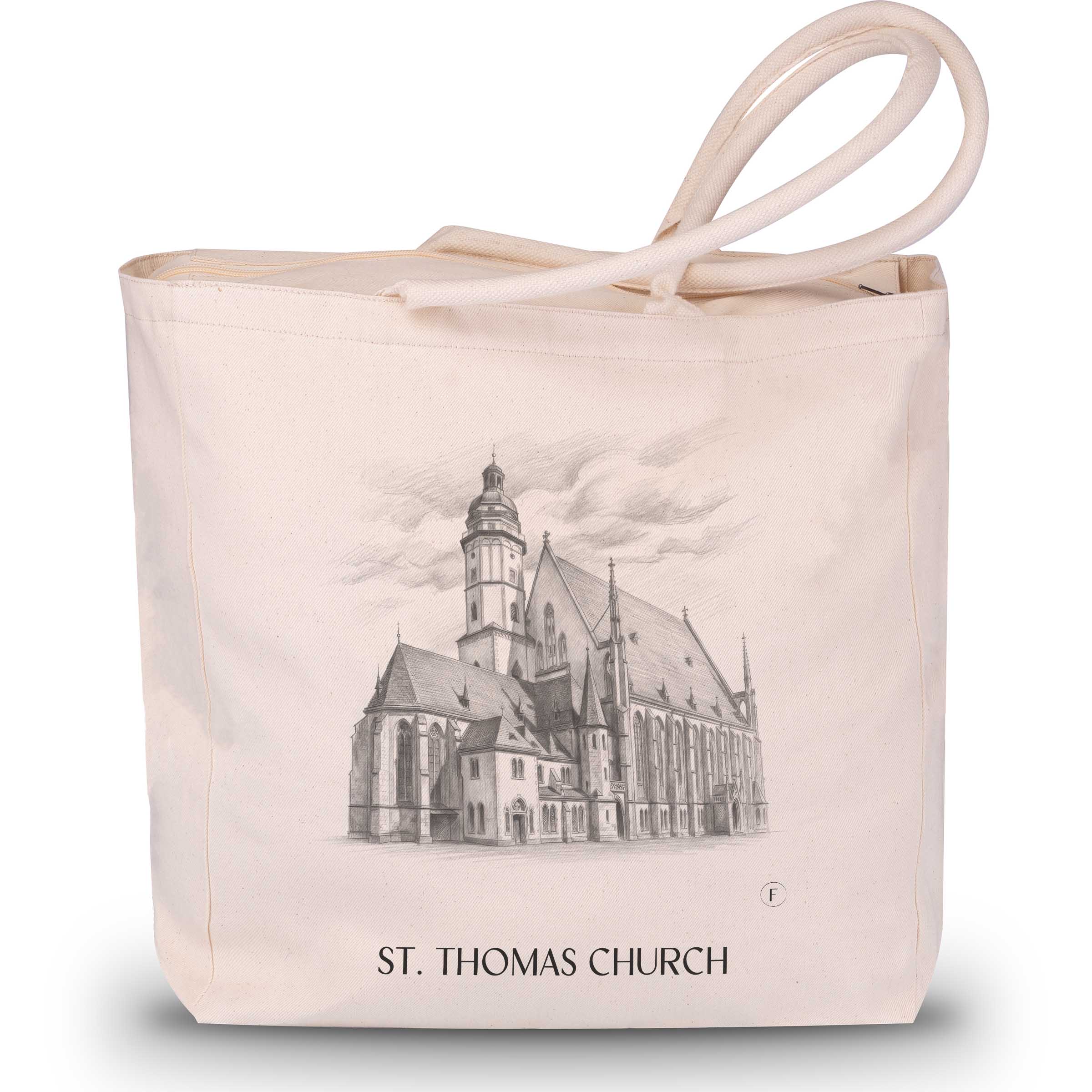 Thomaskirche Shopping Bag - Leipzig - Germany Tote Bag - Drawing Style Shopping Bag