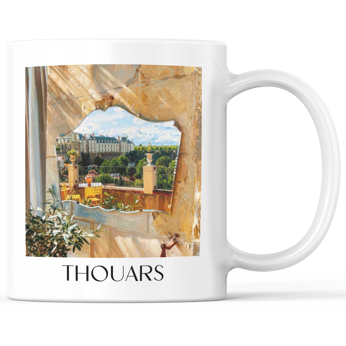 Thouars Kaffeebecher - Deux-Sèvres - Frankreich Becher - Kaffeetasse im Ölgemälde Stil - favplace