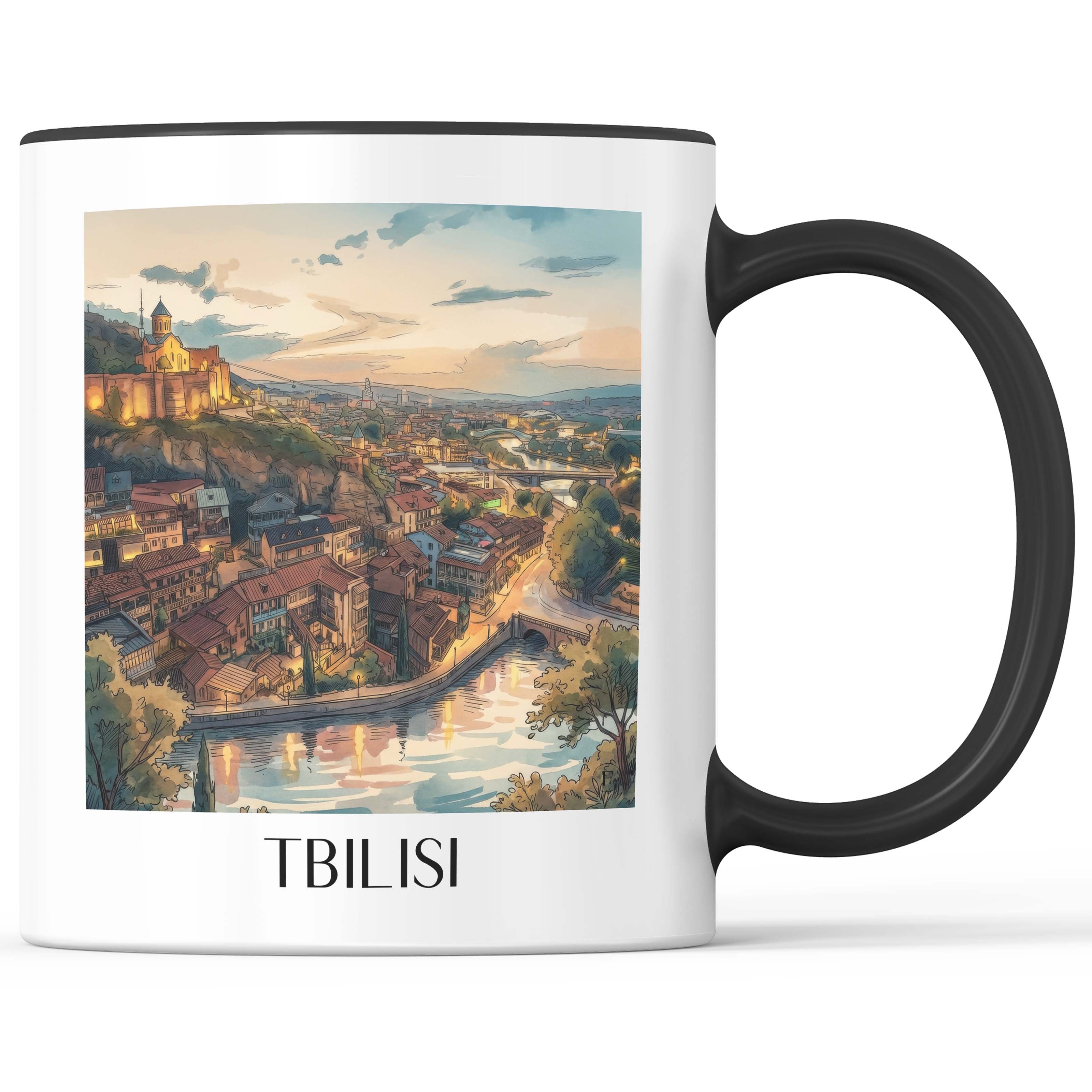 Tiflis - Georgien Becher - Kaffeetasse im Aquarell Stil - favplace
