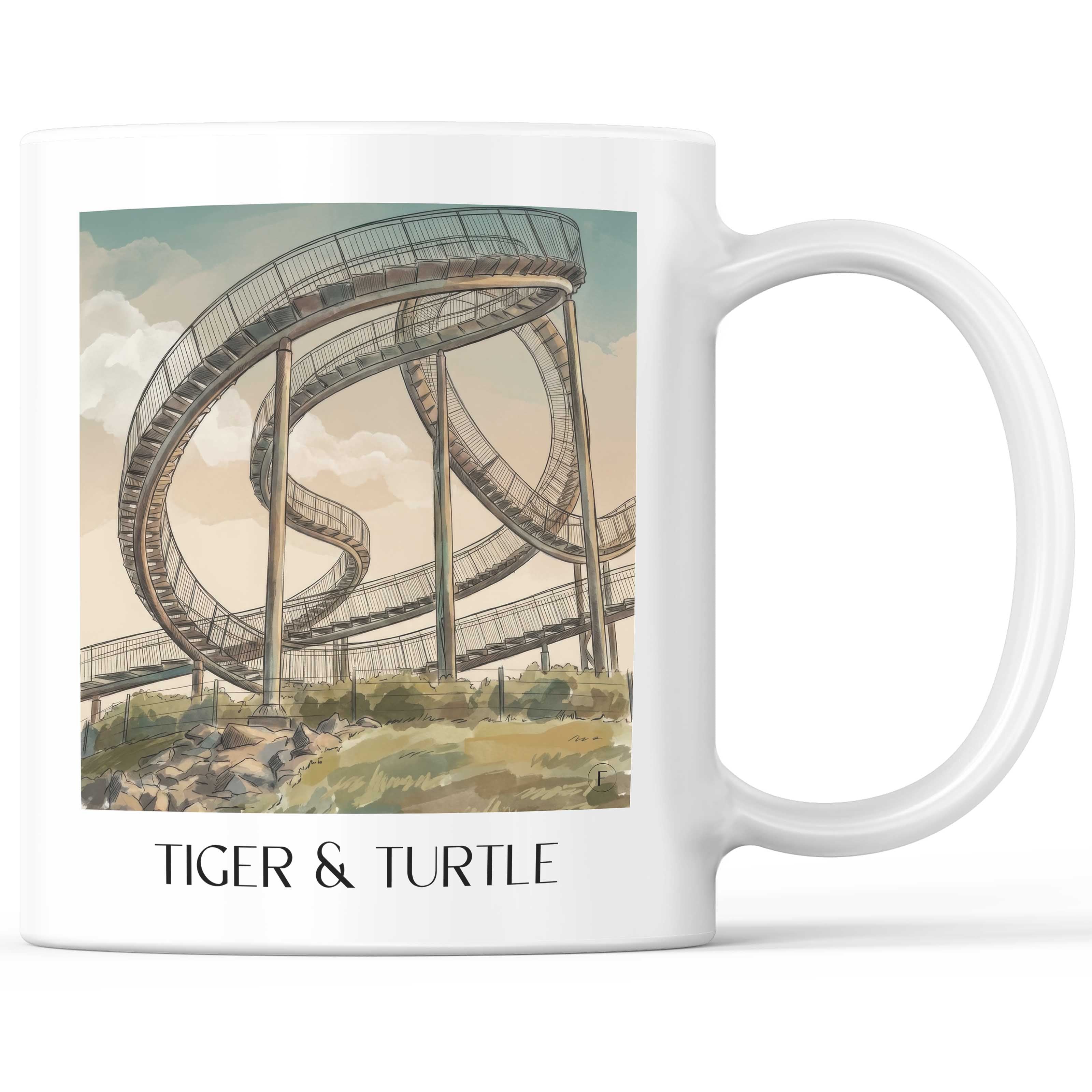 Tiger & Turtle Kaffeebecher - Duisburg - Deutschland Becher - Kaffeetasse im Aquarell Stil - favplace