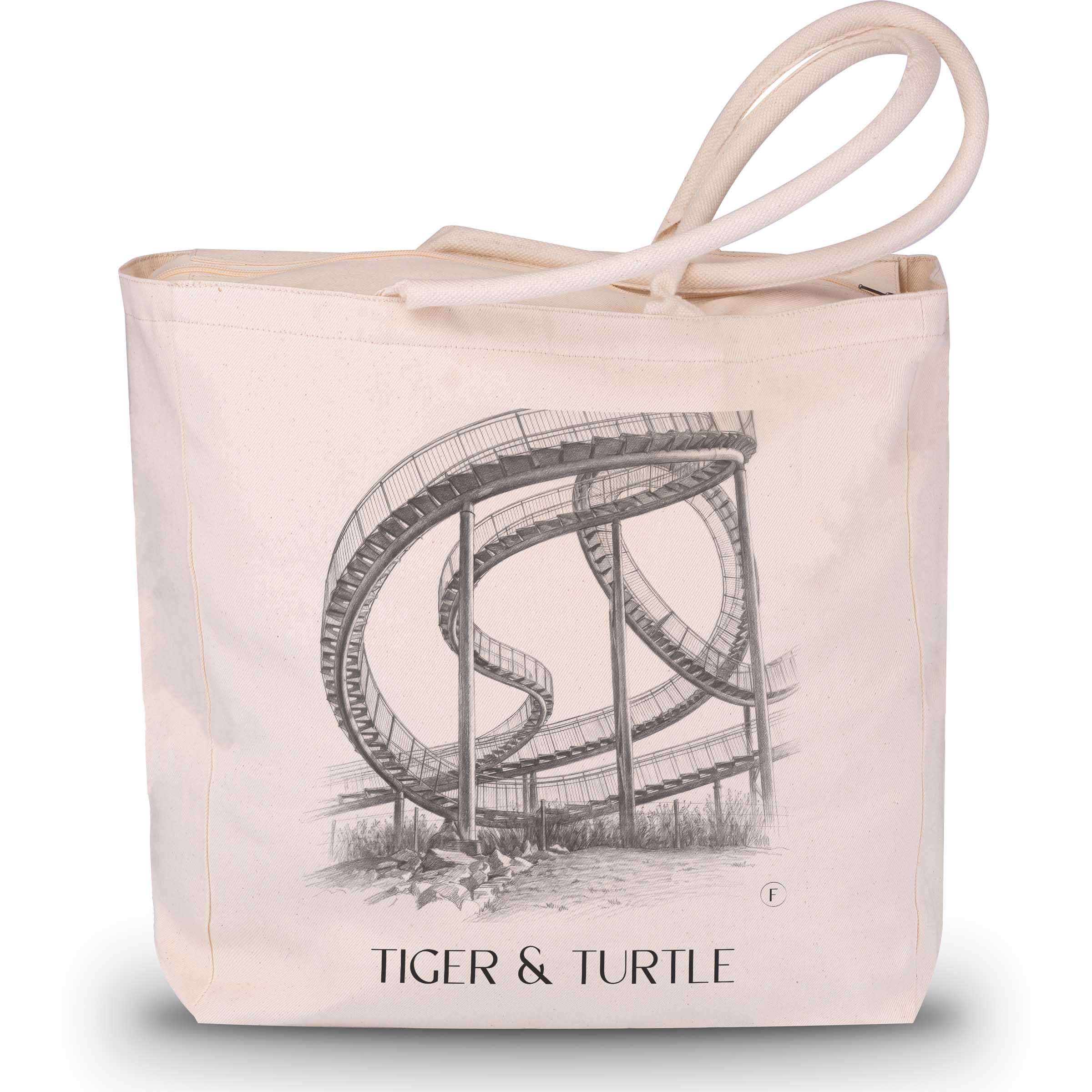 Tiger & Turtle Shopping Tasche - Duisburg - Deutschland Tote Bag - Einkaufstasche im Zeichnung Stil