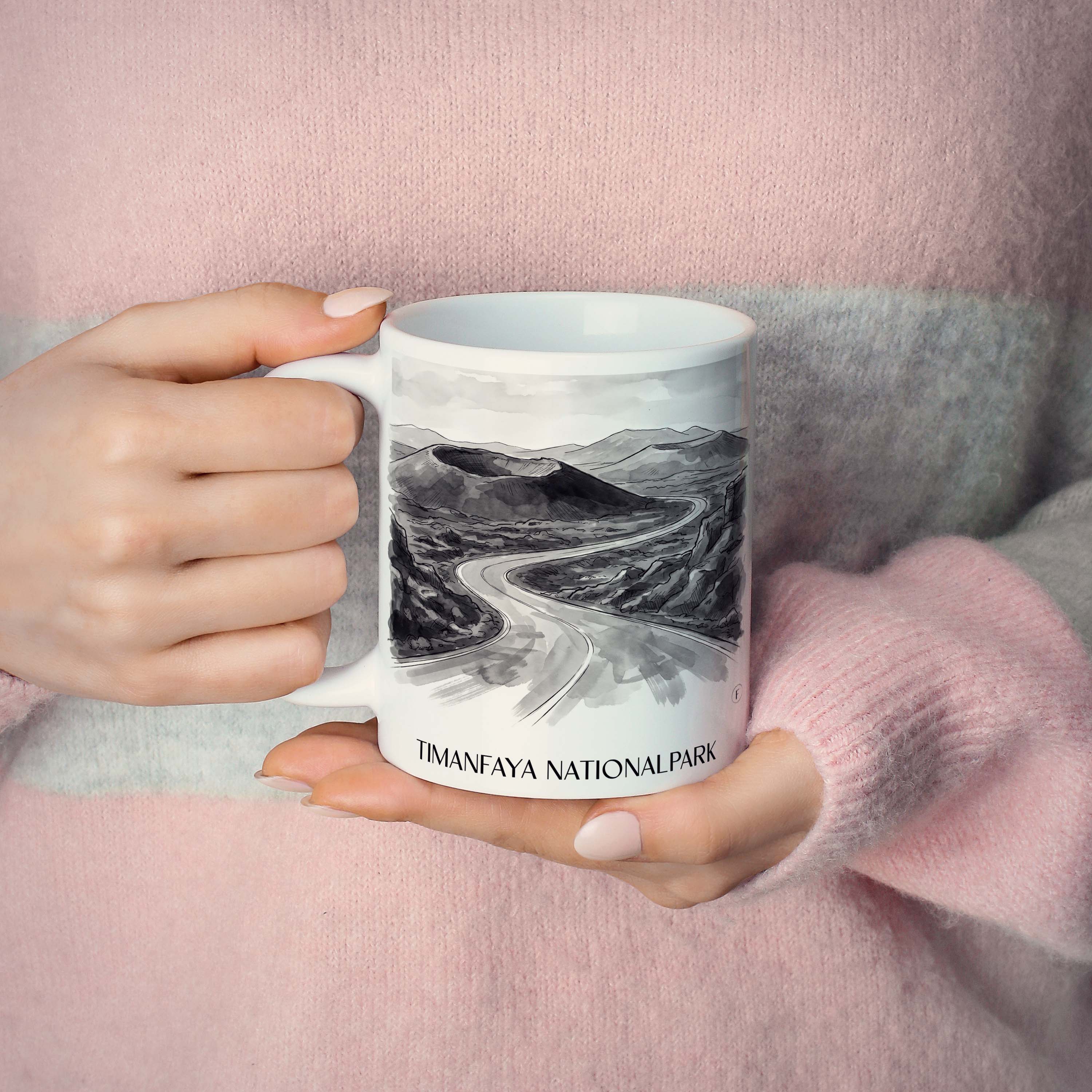 timanfaya-nationalpark-lanzarote-spanien-kaffeebecher-aquarell-schwarz-weiss