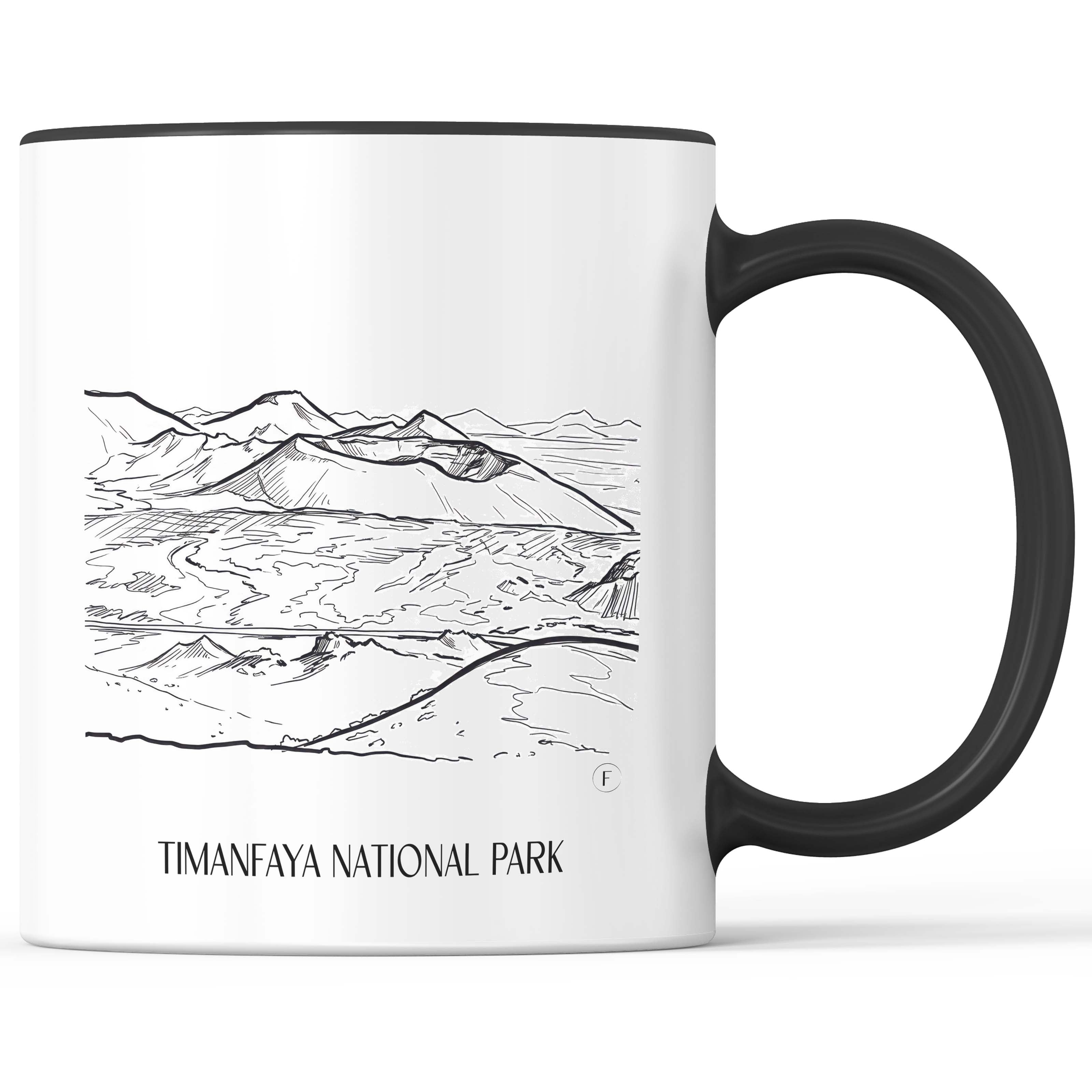 Timanfaya Nationalpark Kaffeebecher - Lanzarote - Spanien Becher - Kaffeetasse im Skizze Stil - favplace