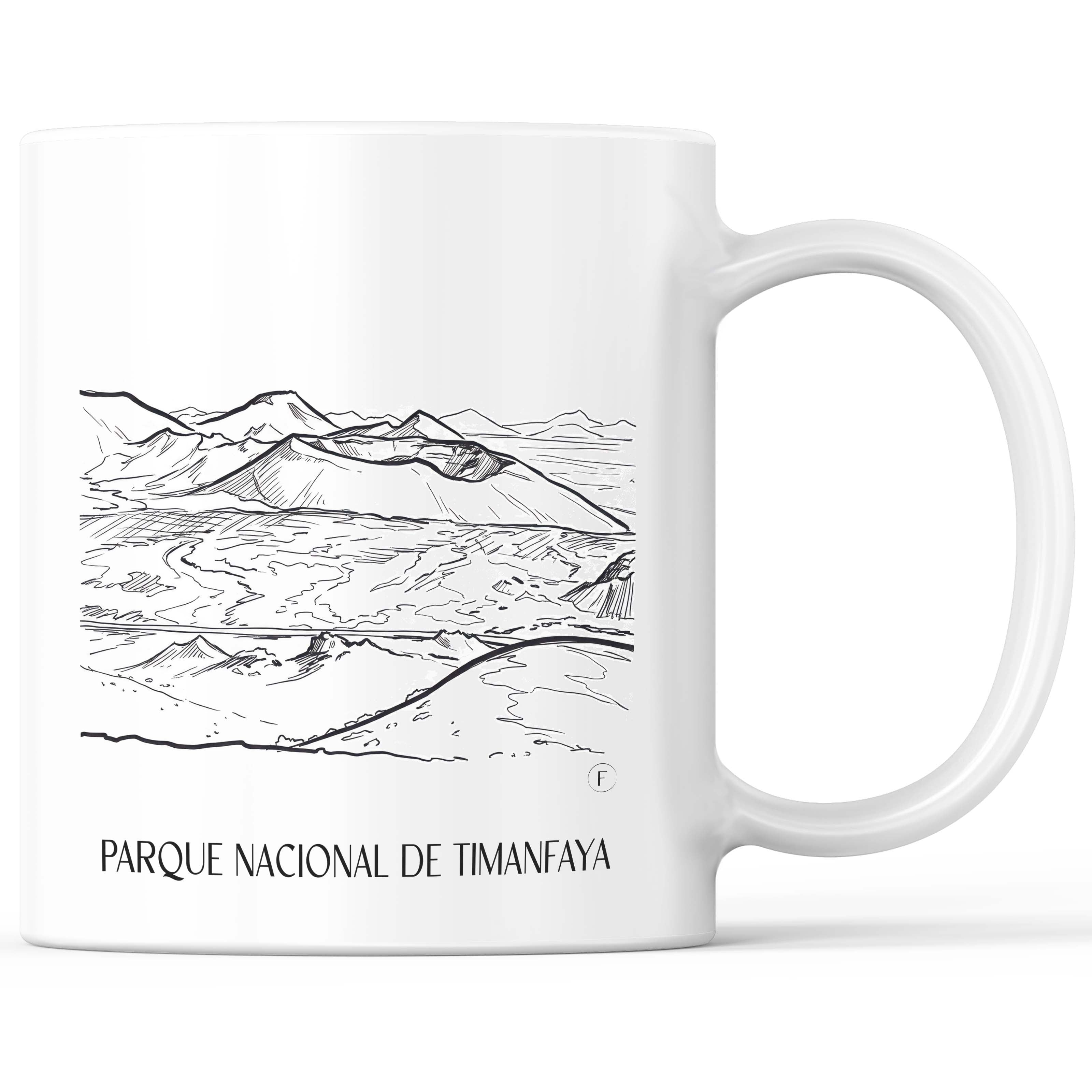Timanfaya Nationalpark Kaffeebecher - Lanzarote - Spanien Becher - Kaffeetasse im Skizze Stil - favplace