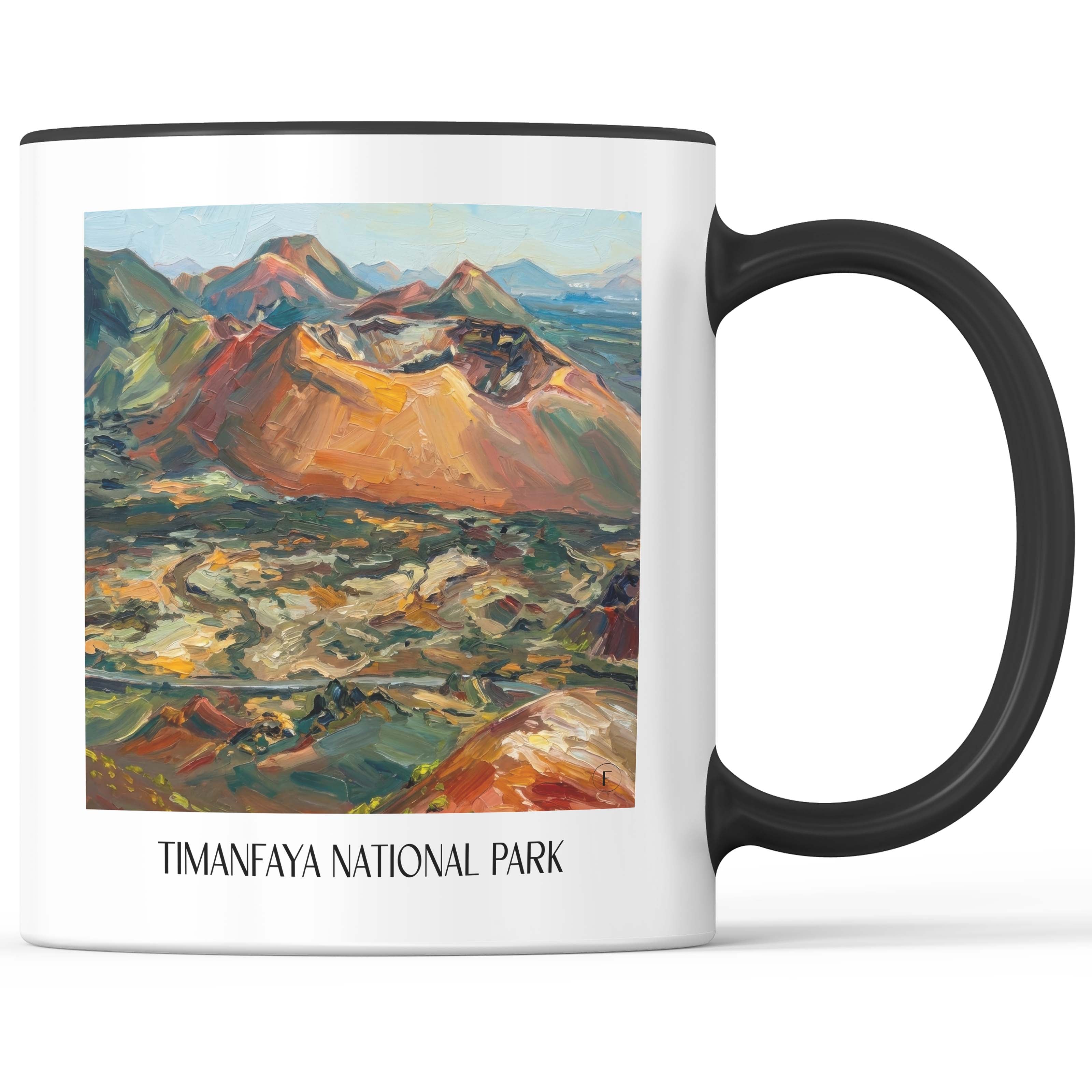 Timanfaya Nationalpark Kaffeebecher - Lanzarote - Spanien Becher - Kaffeetasse im Ölgemälde Stil - favplace
