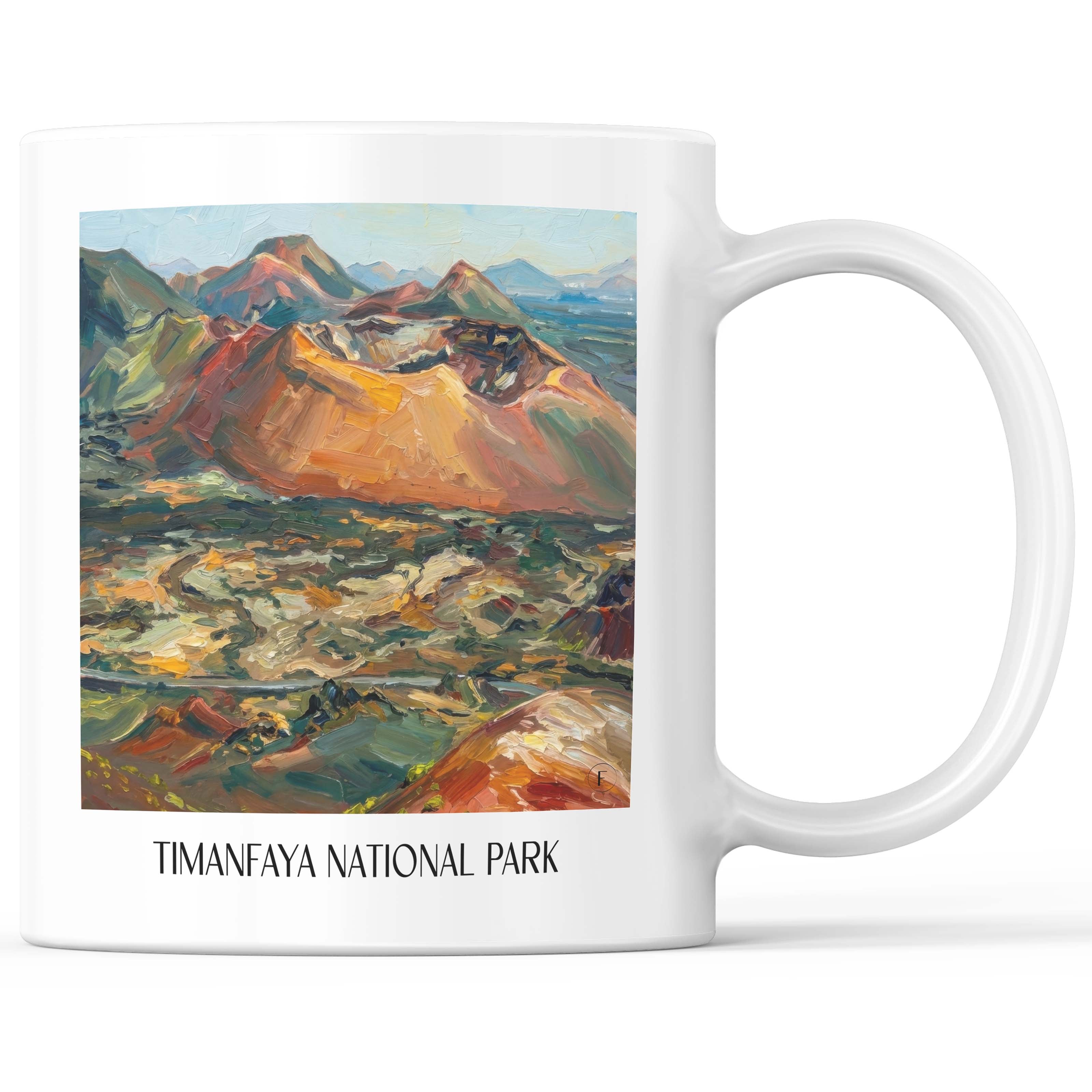 Timanfaya Nationalpark Kaffeebecher - Lanzarote - Spanien Becher - Kaffeetasse im Ölgemälde Stil - favplace