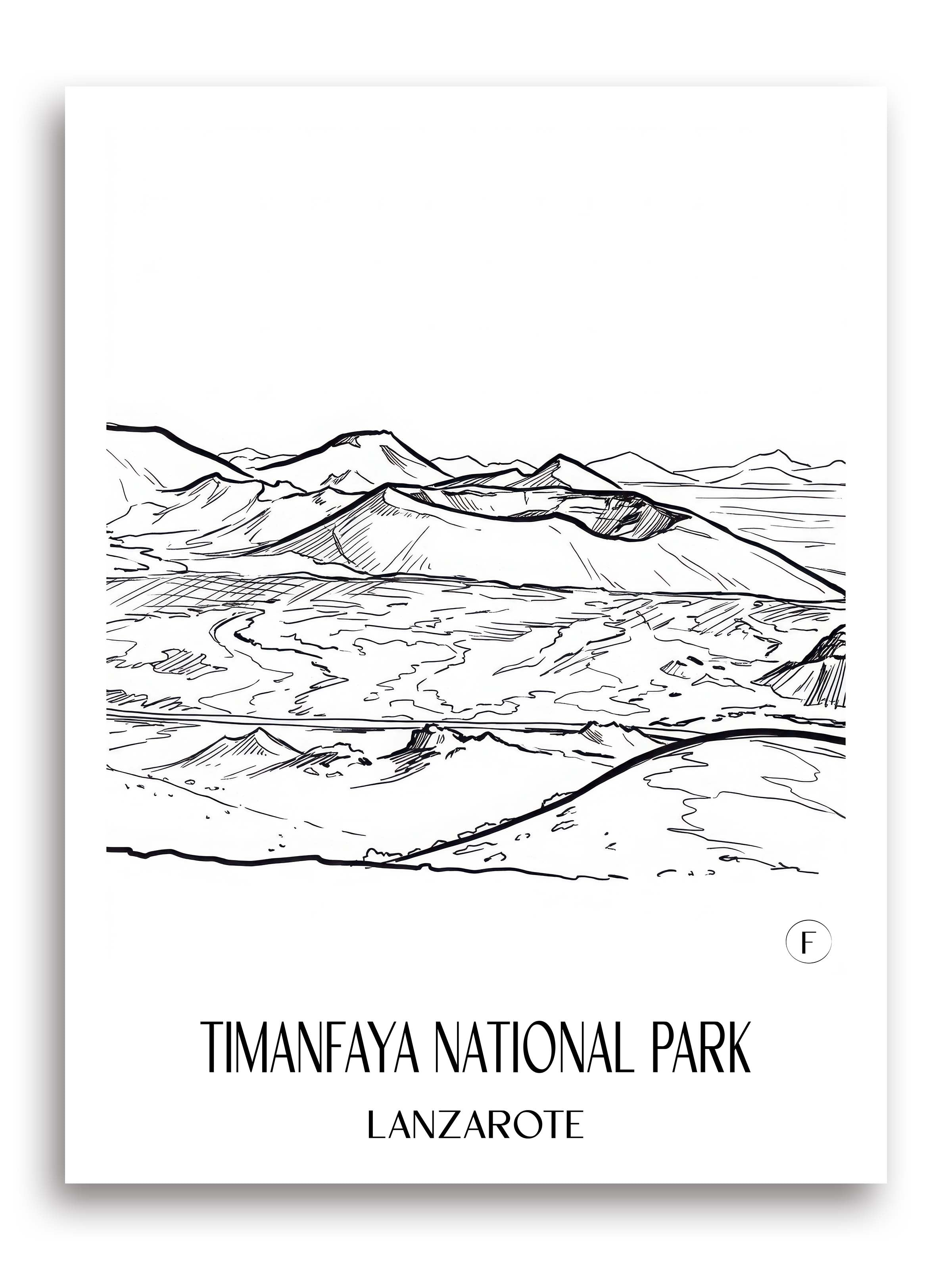 Timanfaya Nationalpark Poster - Lanzarote - Spanien Kunstdruck - Skizze von A4 bis A1 - favplace