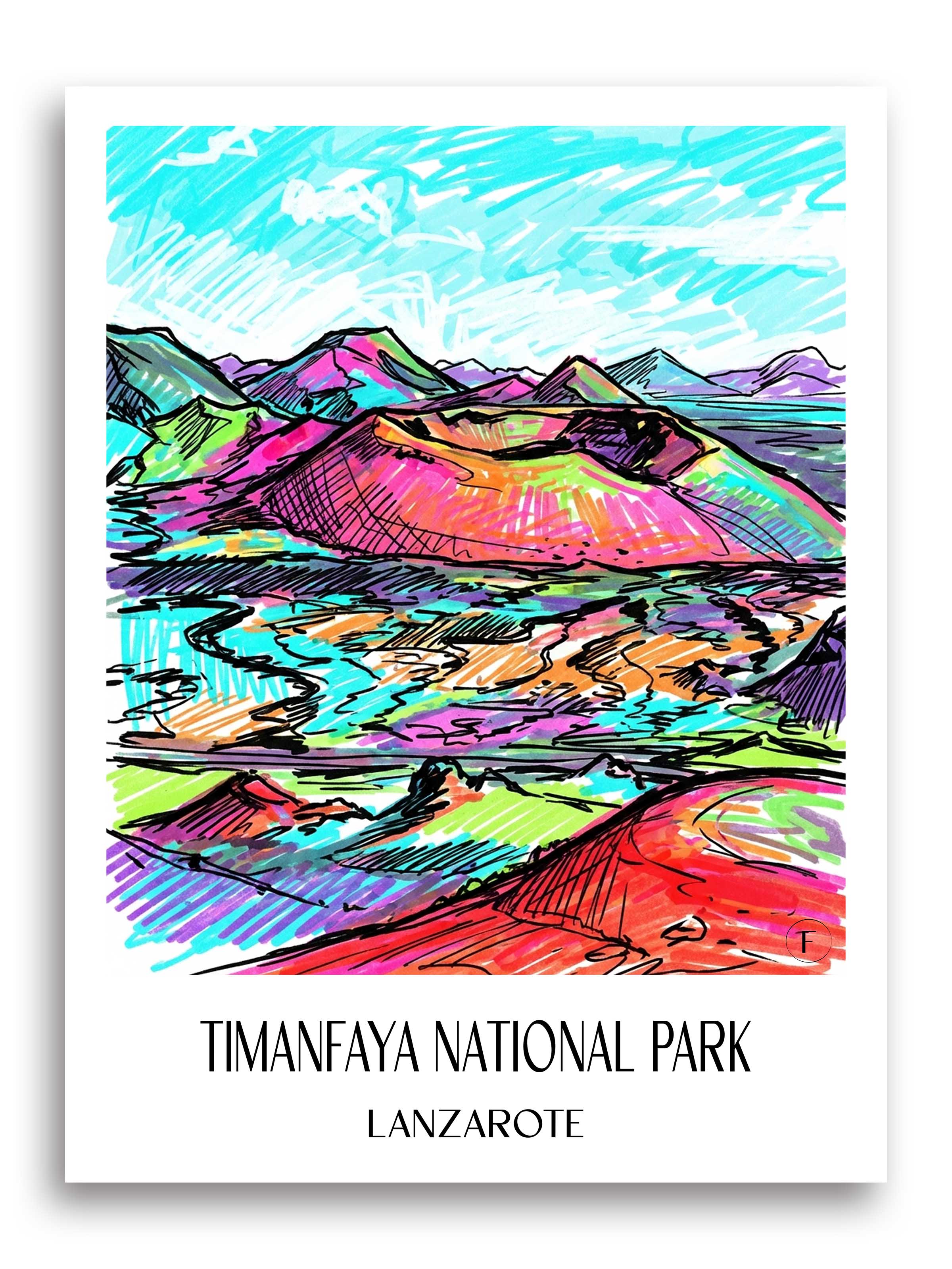 Timanfaya Nationalpark Poster - Lanzarote - Spanien Kunstdruck - Tag Graffiti von A4 bis A1 - favplace