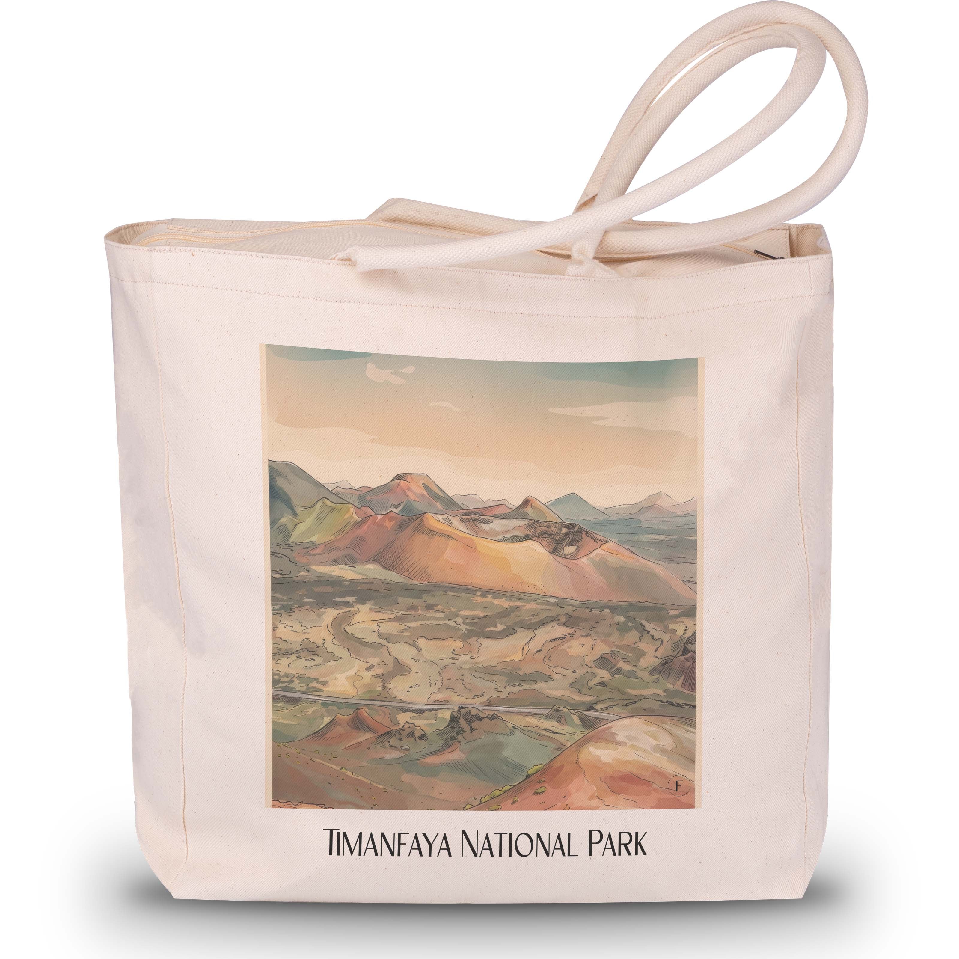 Timanfaya Nationalpark Shopping Tasche - Lanzarote - Spanien Tote Bag - Einkaufstasche im Aquarell Stil - favplace