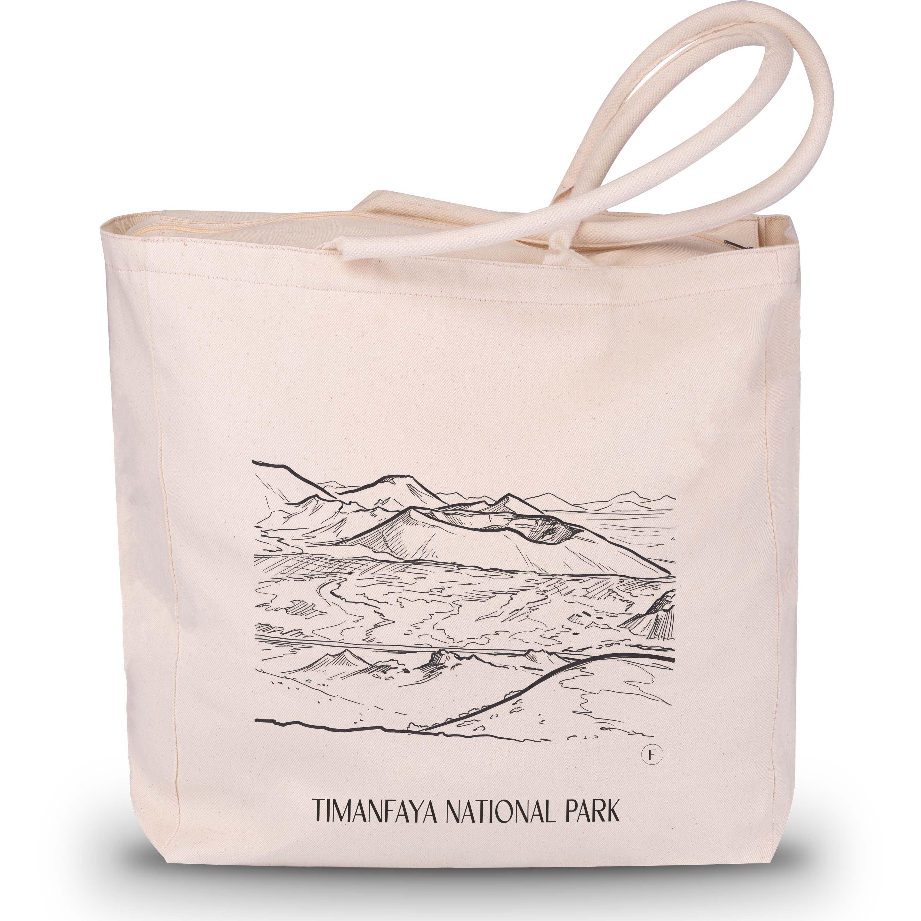 Timanfaya Nationalpark Shopping Tasche - Lanzarote - Spanien Tote Bag - Einkaufstasche im Skizze Stil - favplace