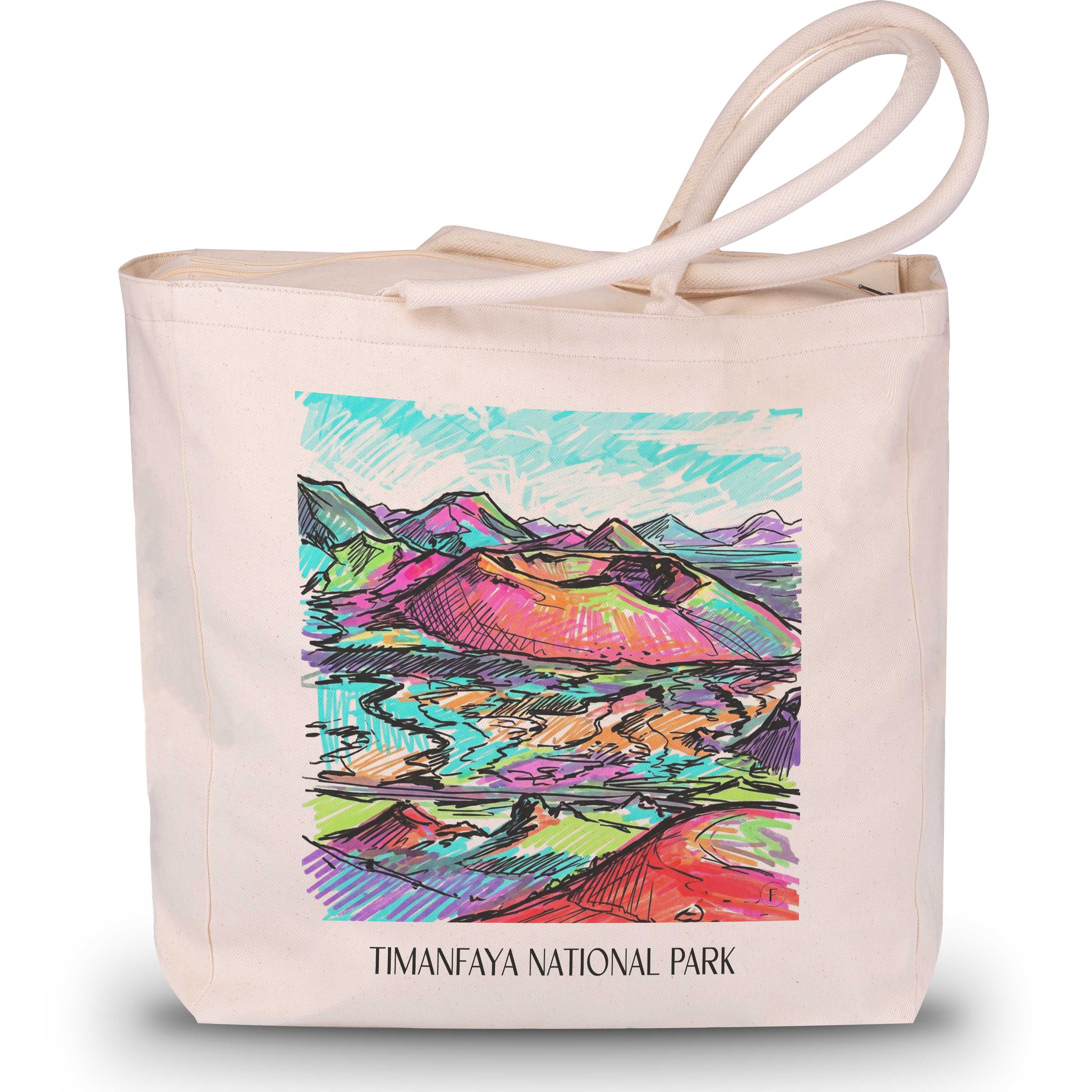 Timanfaya Nationalpark Shopping Tasche - Lanzarote - Spanien Tote Bag - Einkaufstasche im Tag Graffiti Stil - favplace