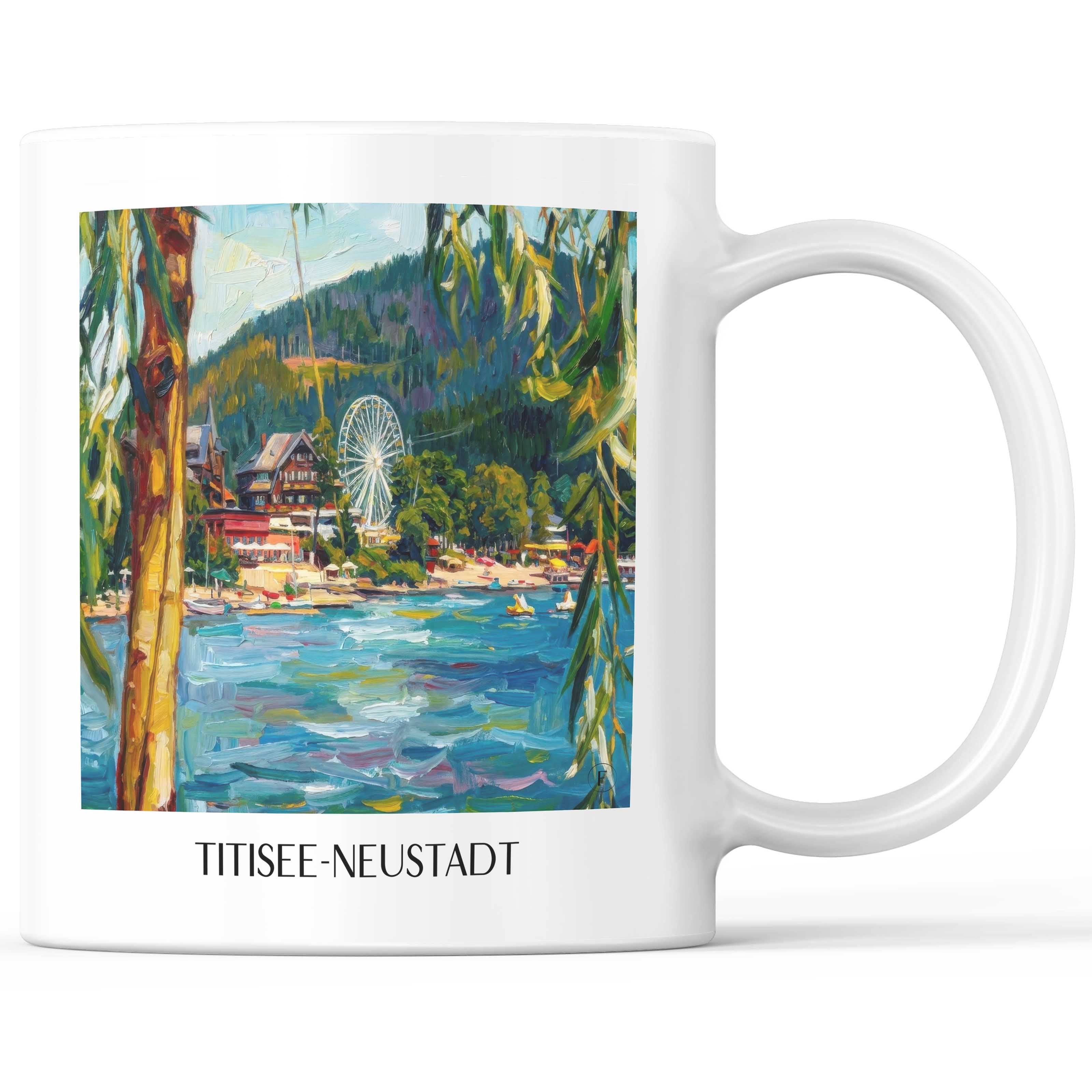 Titisee-Neustadt Kaffeebecher - Hochschwarzwald - Deutschland Becher - Kaffeetasse im Ölgemälde Stil - favplace