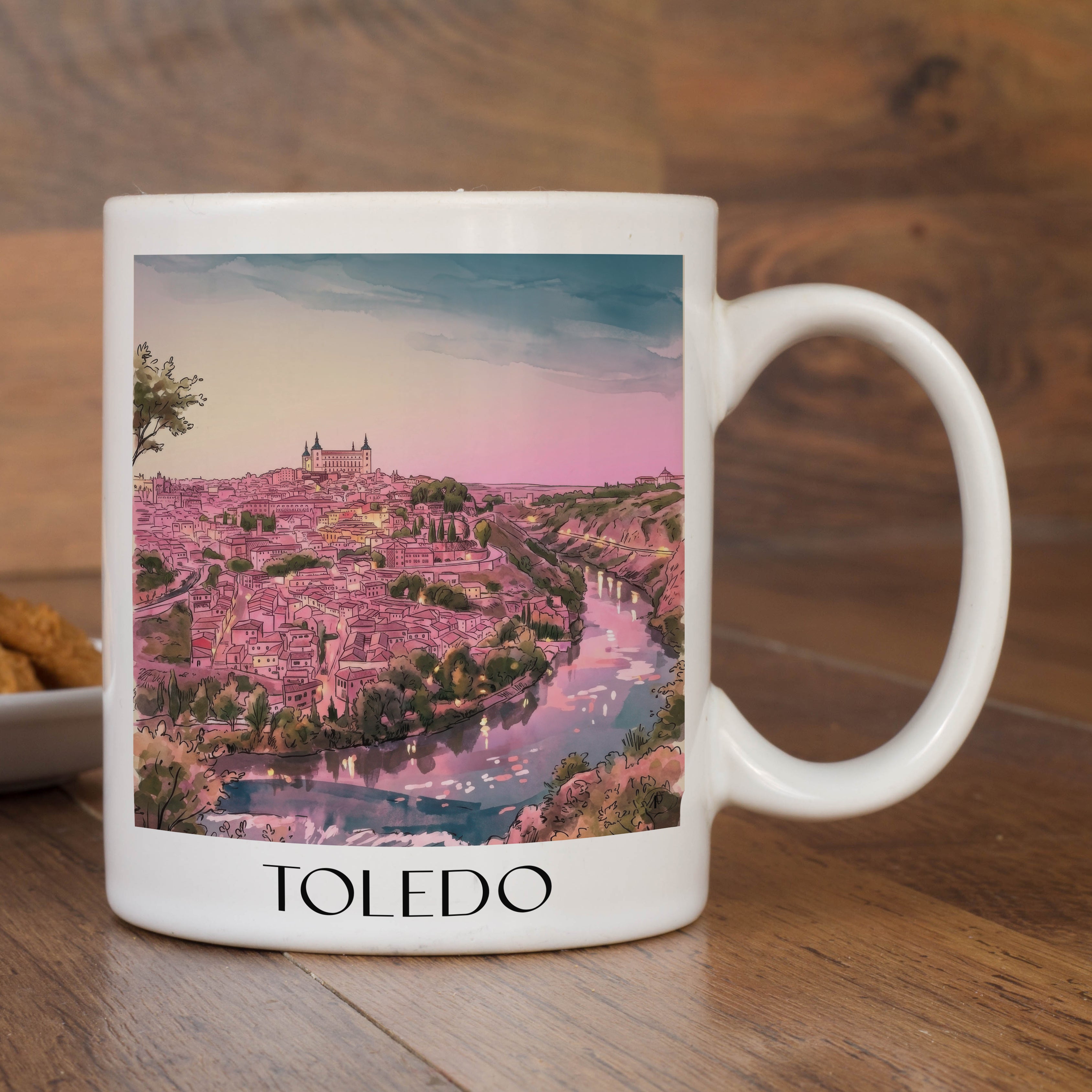 toledo-spanien-spanien-kaffeebecher-aquarell-pink-rosa