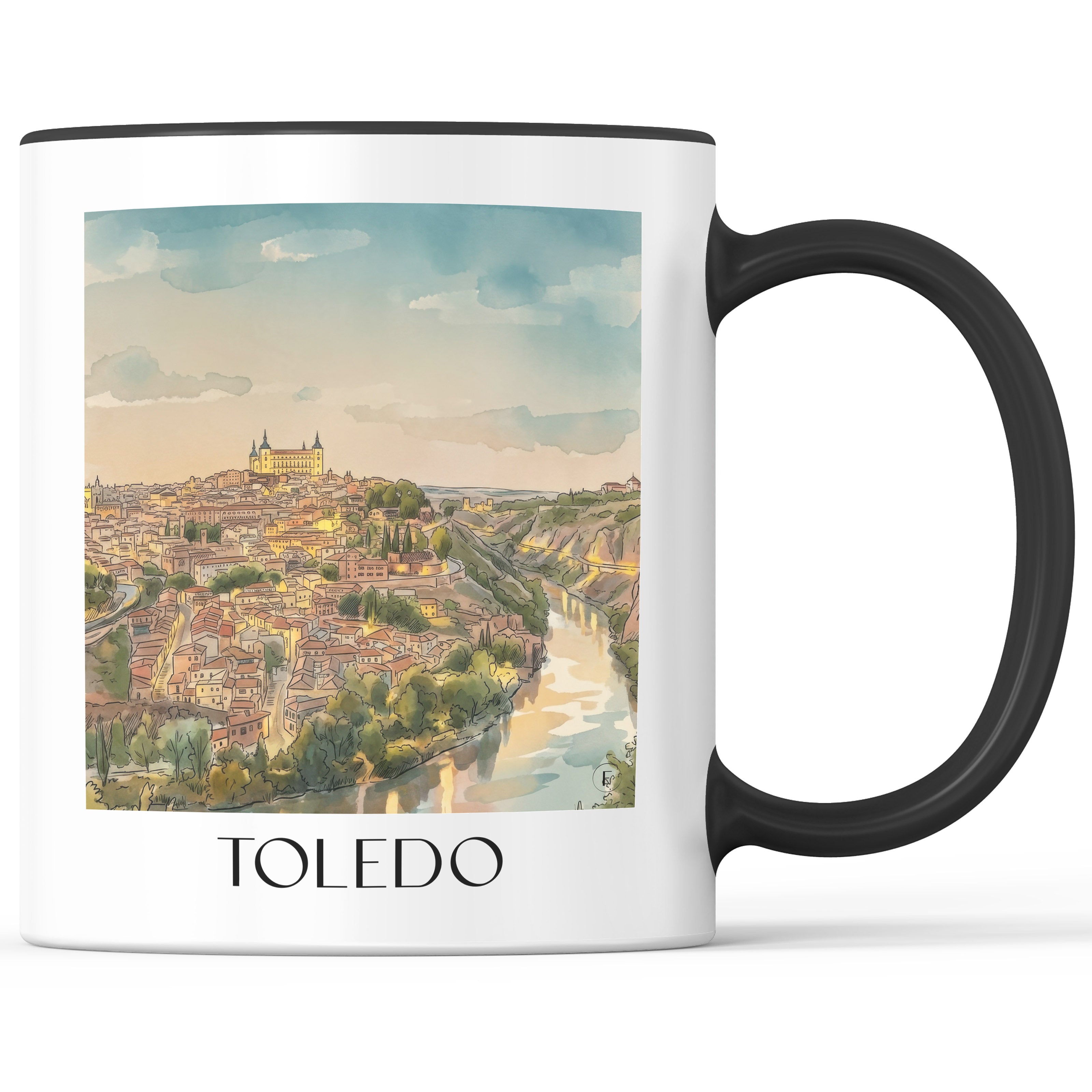 toledo-spanien-spanien-kaffeebecher-aquarell