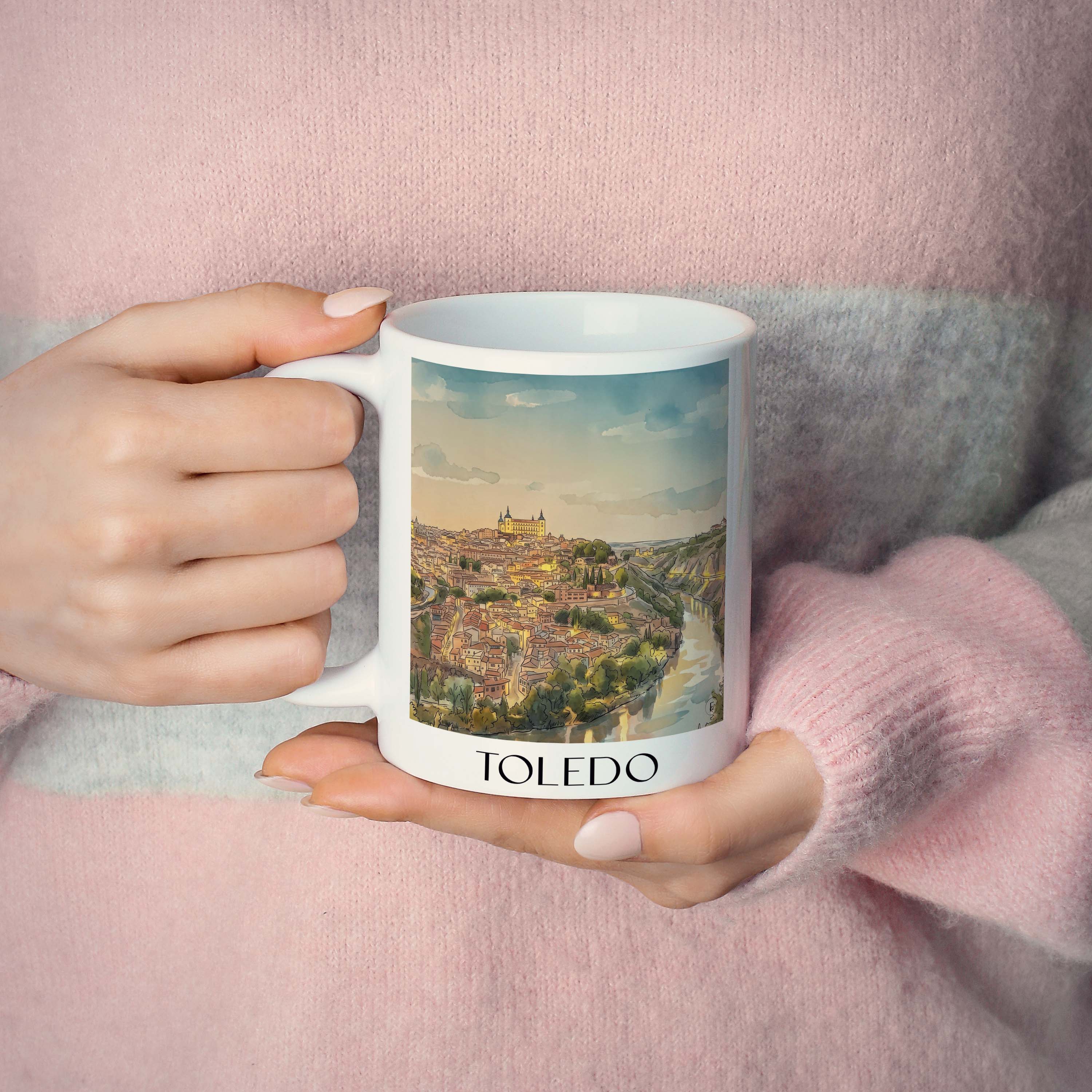 toledo-spanien-spanien-kaffeebecher-aquarell