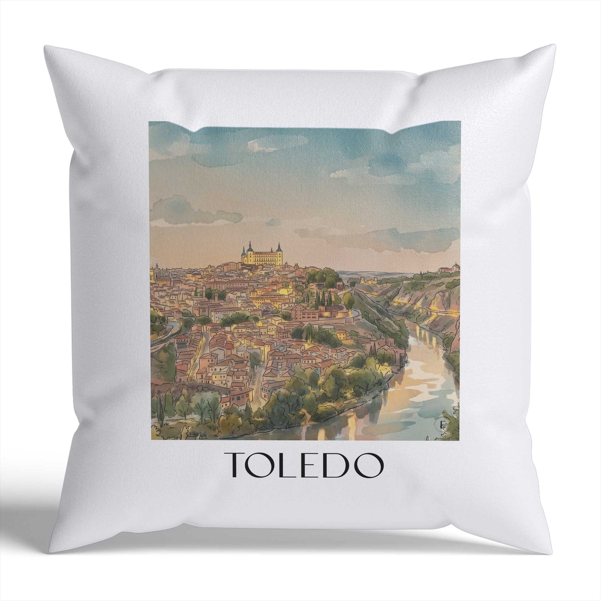 toledo-spanien-spanien-kissenbezug-aquarell