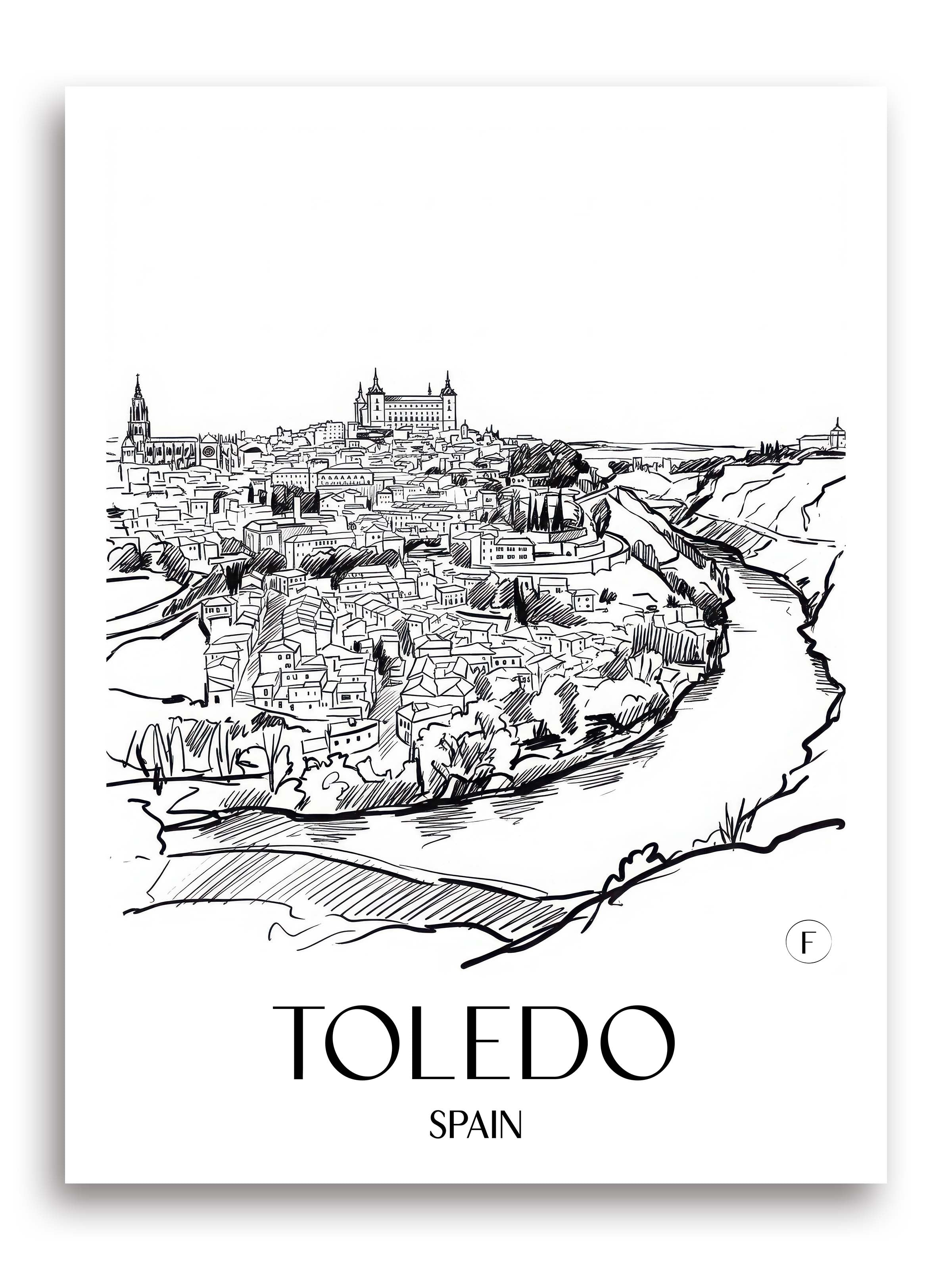 Toledo Poster - Spanien - Spanien Kunstdruck - Skizze von A4 bis A1 - favplace