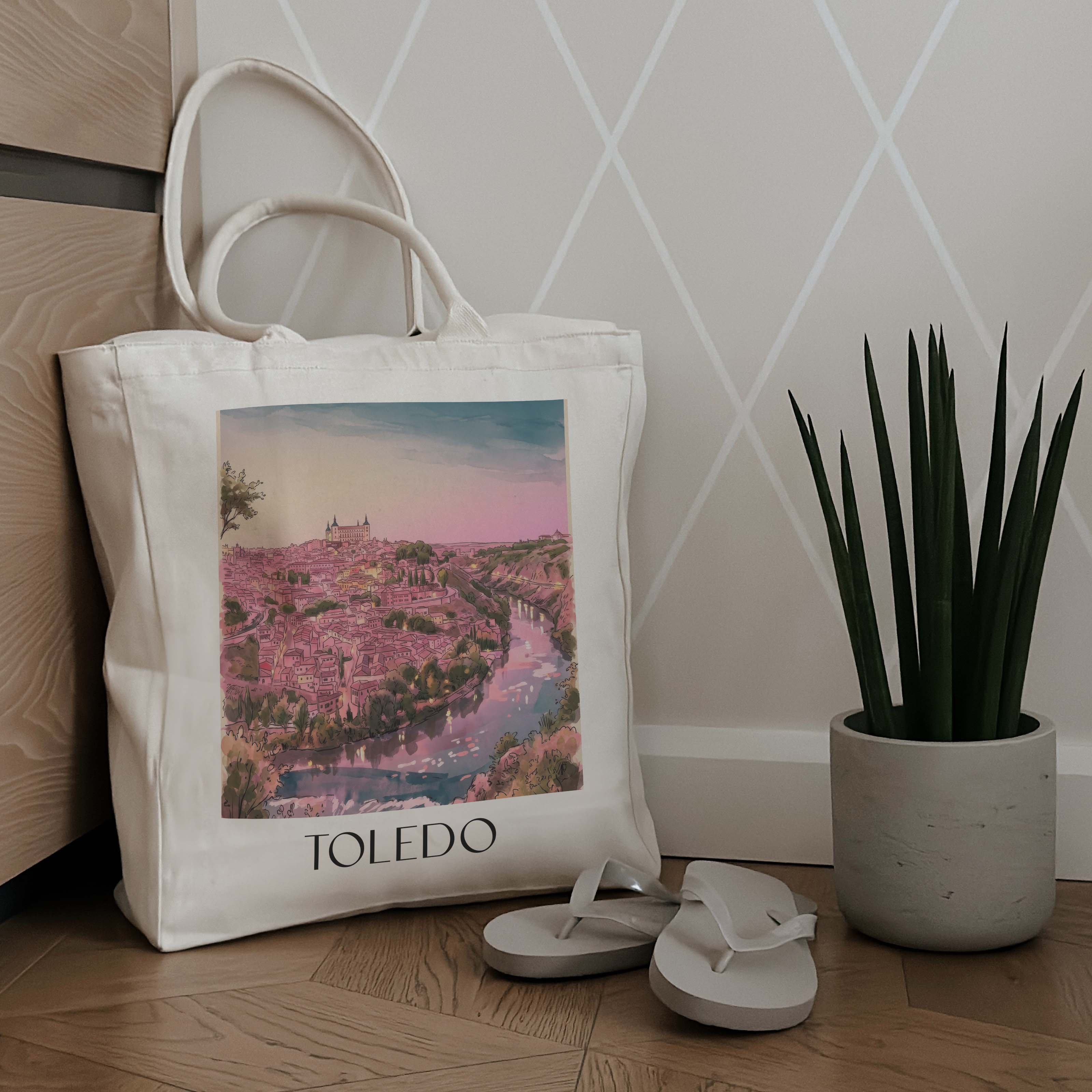 toledo-spanien-spanien-einkaufstasche-aquarell-pink-rosa