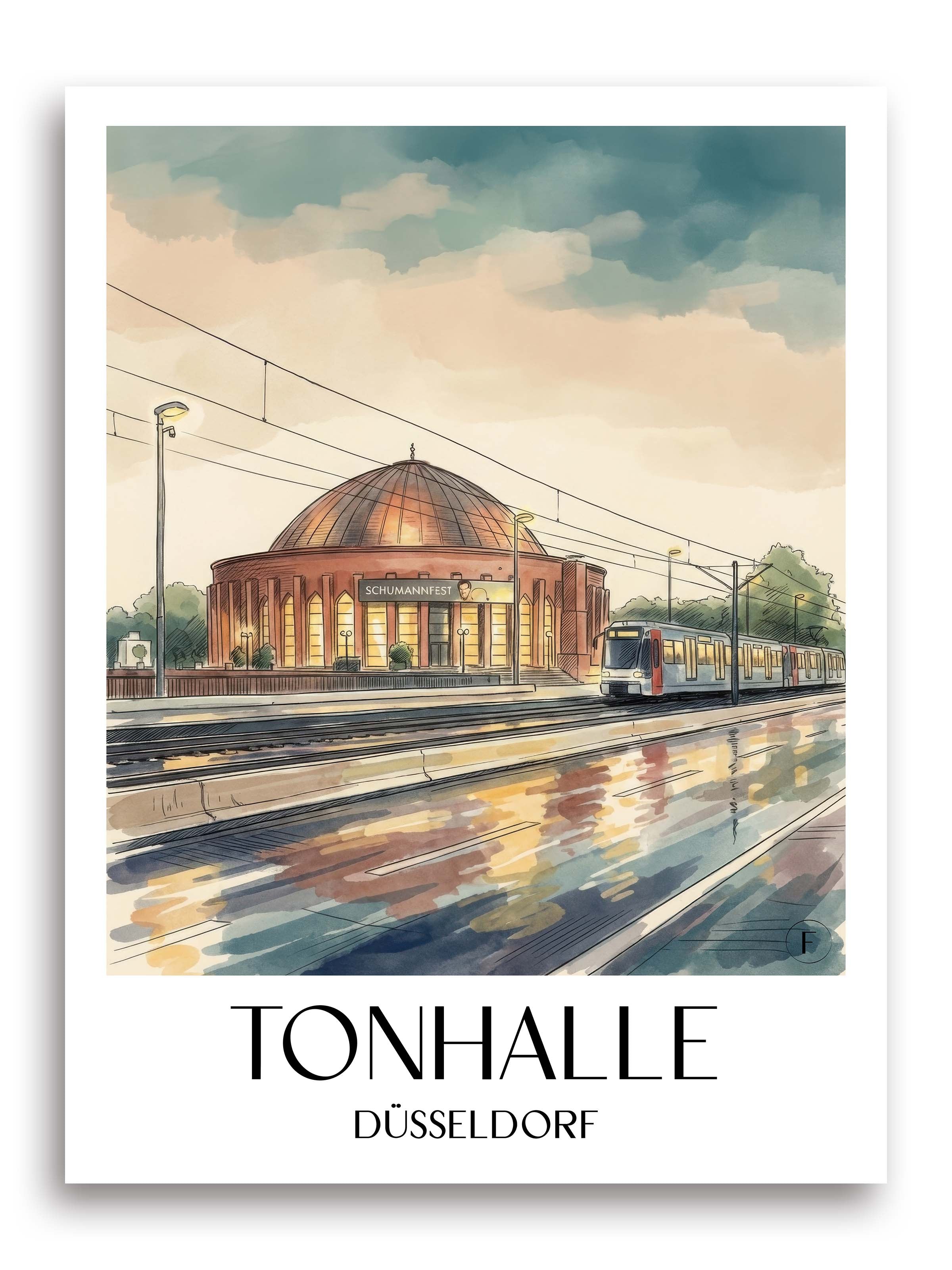 Tonhalle Poster - Düsseldorf - Deutschland Kunstdruck - Aquarell von A4 bis A1 - favplace