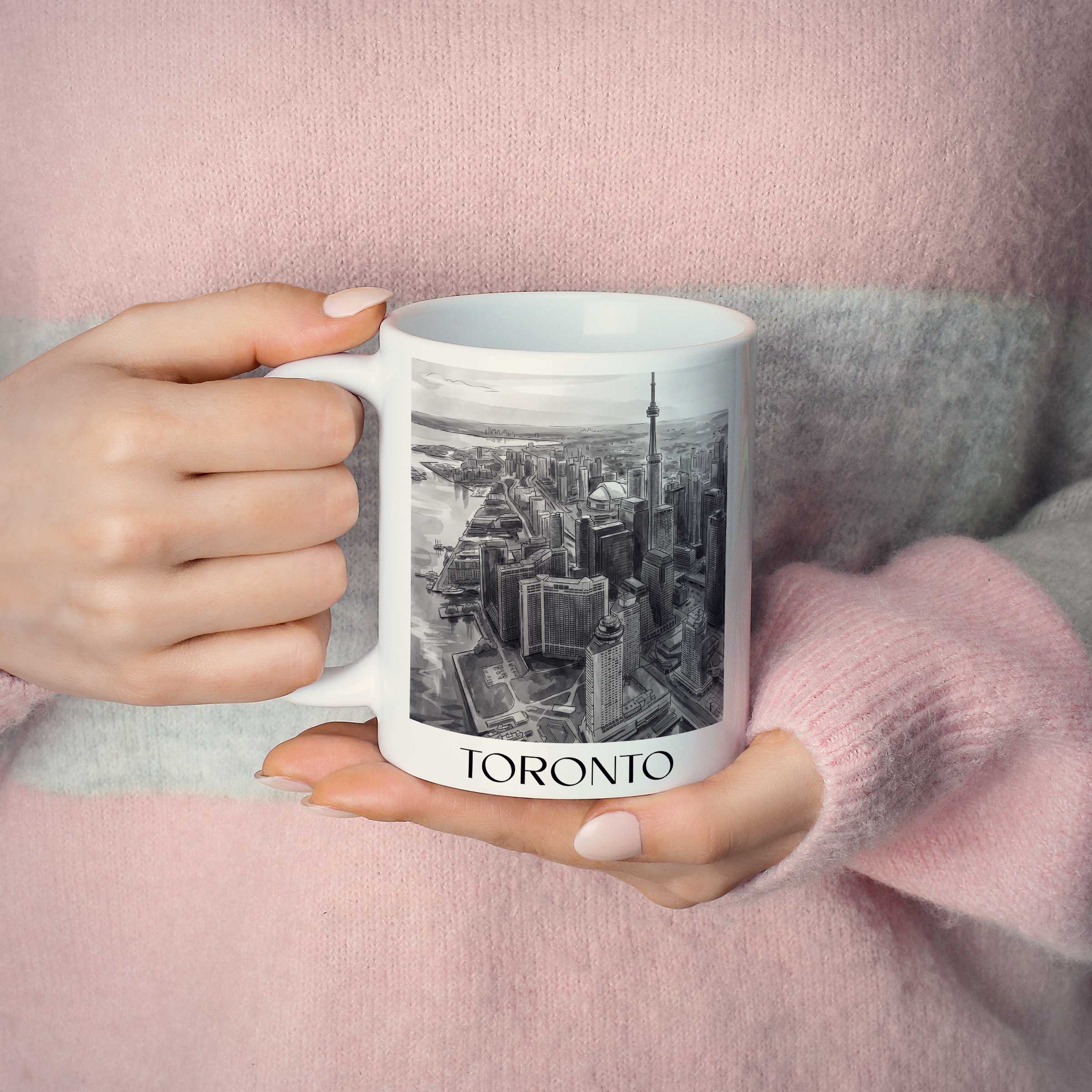 toronto-kanada-kaffeebecher-aquarell-schwarz-weiss