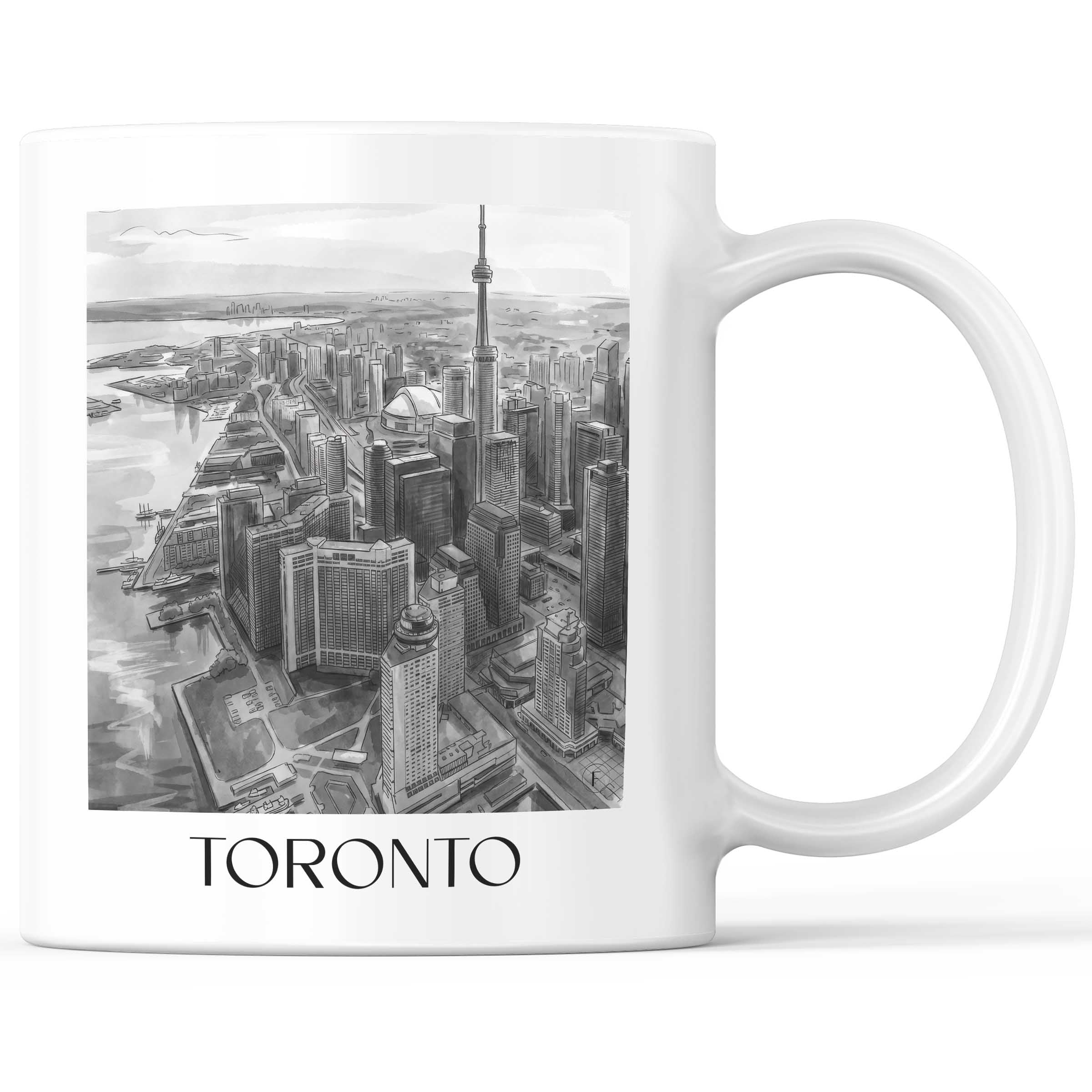 Toronto - Kanada Becher - Kaffeetasse im Aquarell Schwarz-Weiß Stil - favplace