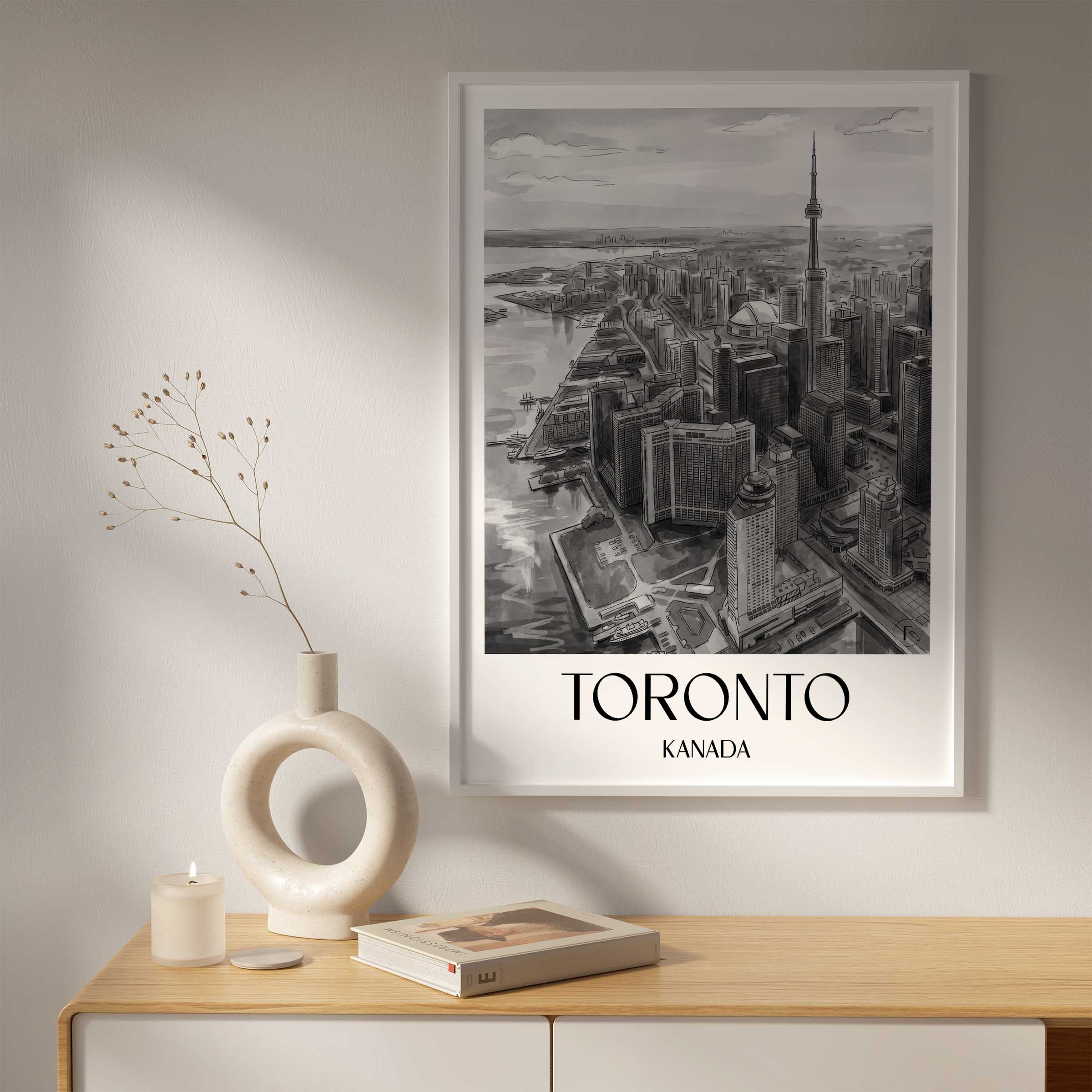 toronto-kanada-poster-aquarell-schwarz-weiss
