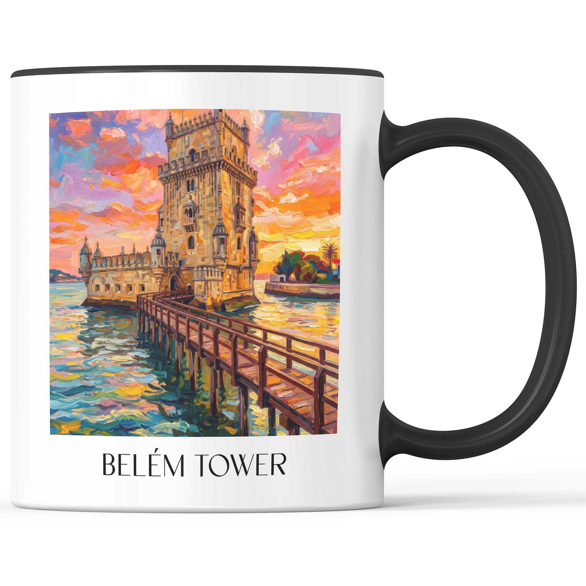 Torre de Belem Kaffeebecher - Lissabon - Portugal Becher - Kaffeetasse im Ölgemälde Stil - favplace